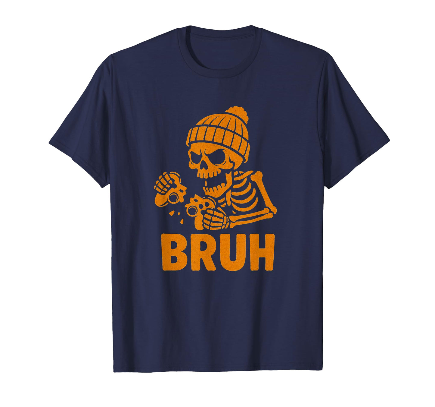 Halloween Skeleton Gamer Video Gaming Funny Skeleton Bruh T-Shirt