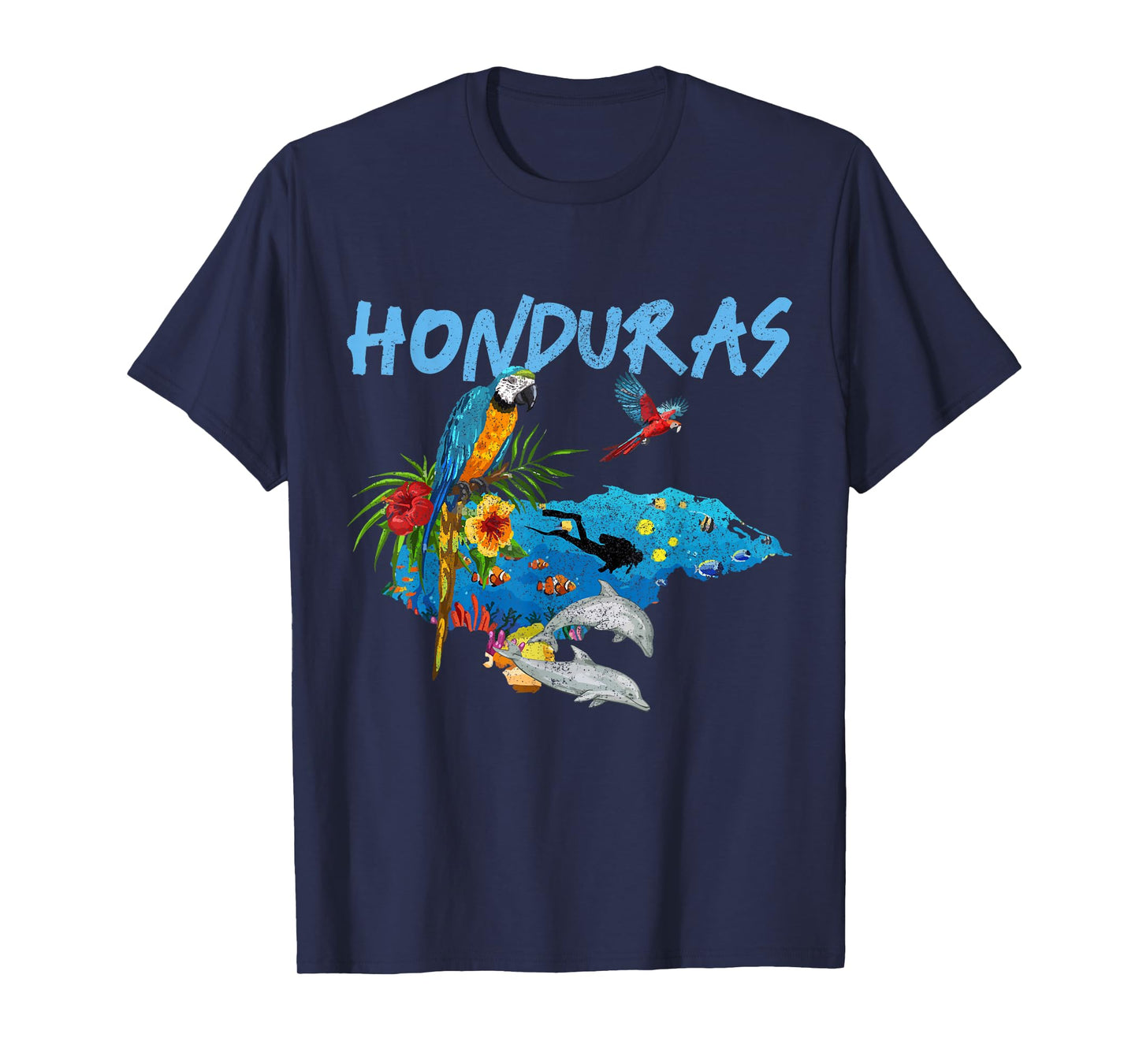 Honduras Map Nature Parrot Diving Souvenir Pride T-Shirt