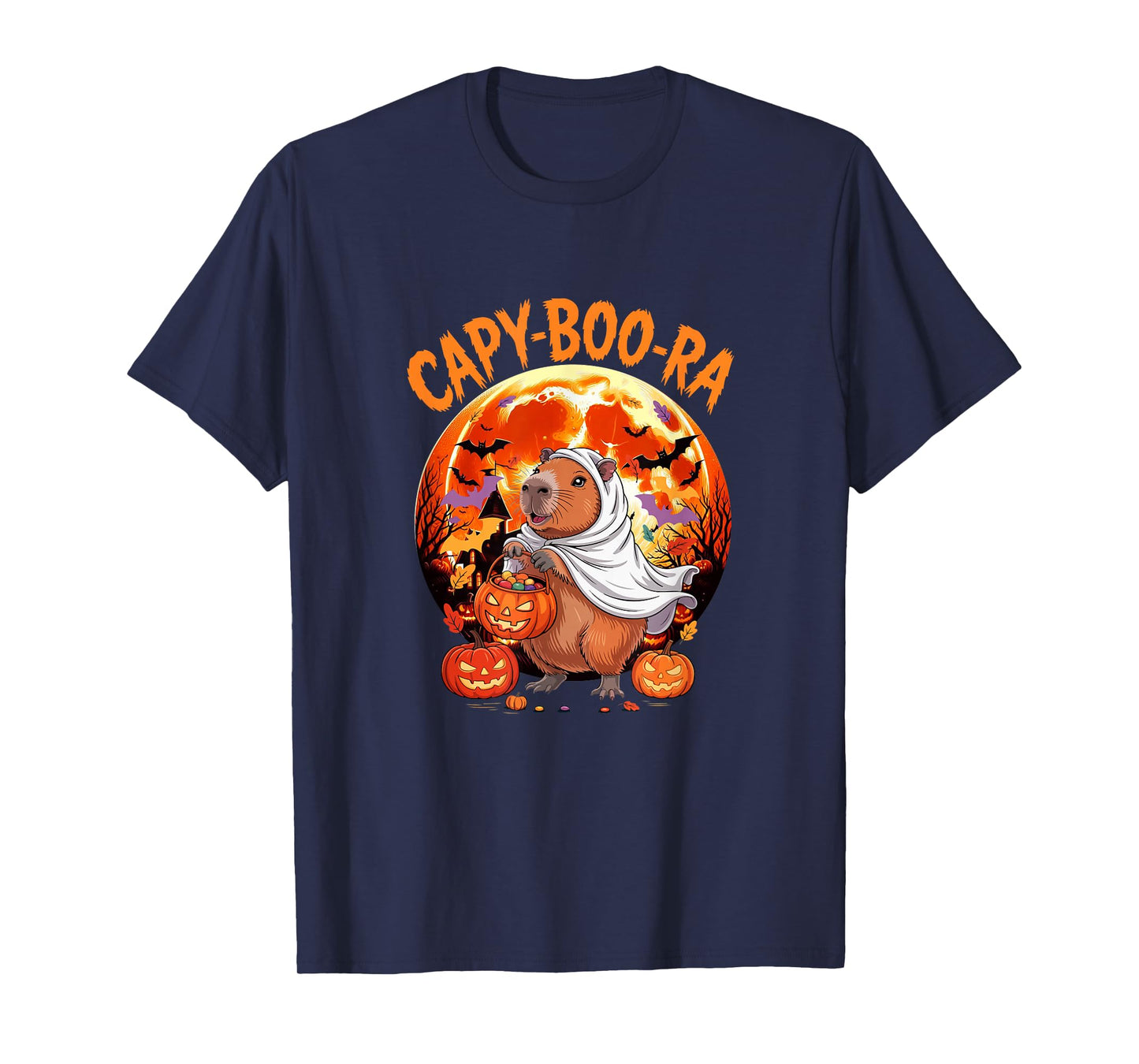 Capy-Boo-ra Halloween Moon Costume Capybara Cosplay Boo T-Shirt