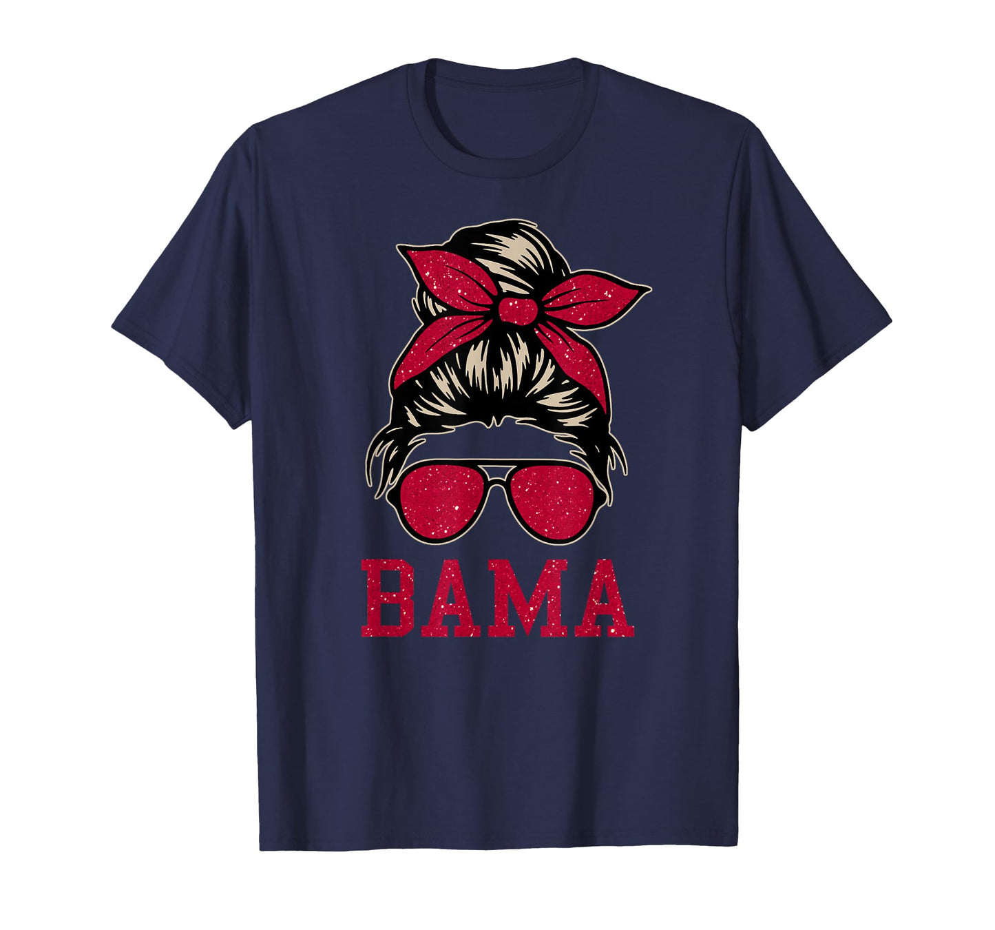 BAMA Women Girl Mom Messy Bun Hair. T-Shirt