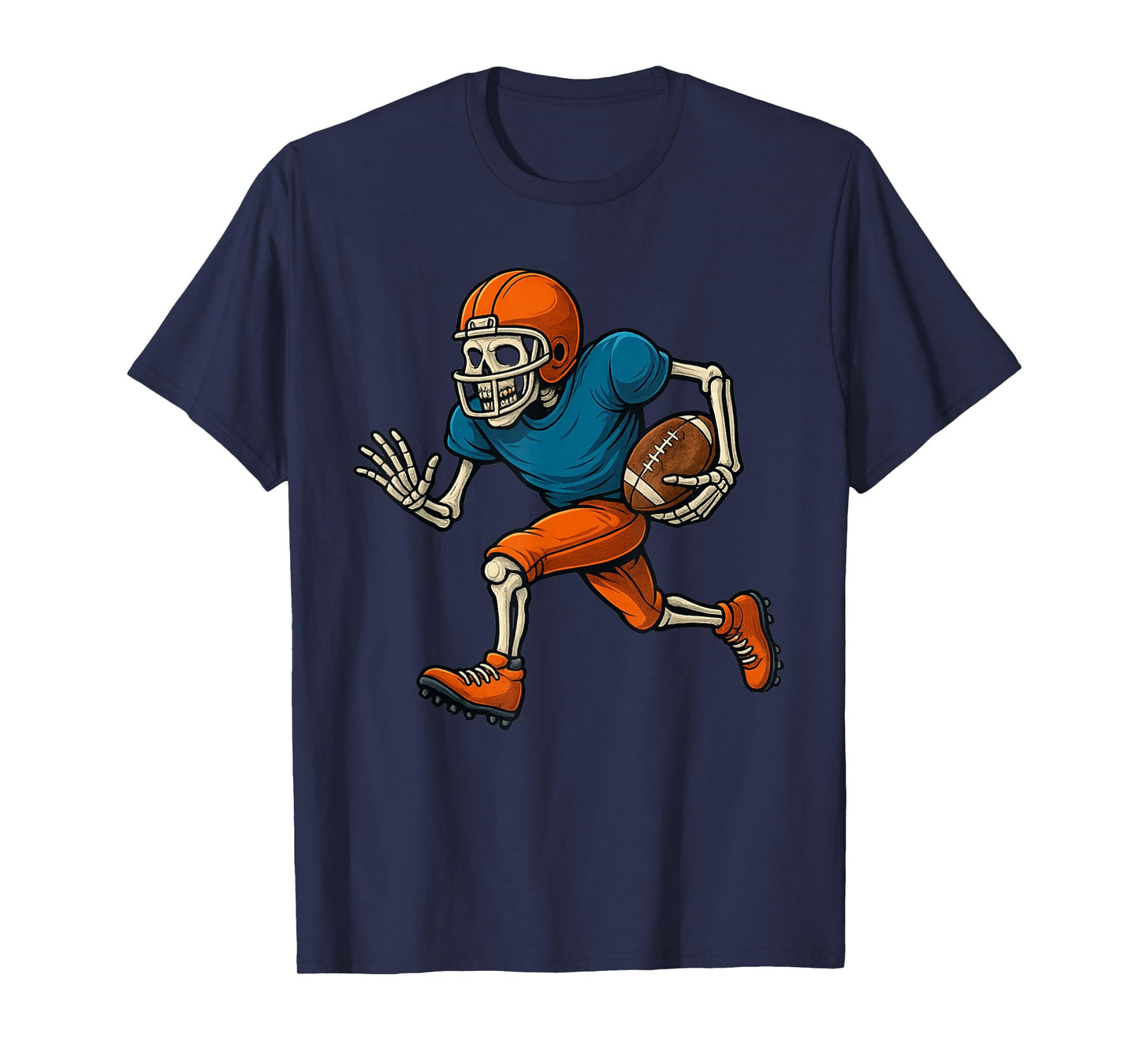 Football Skeleton Halloween Spooky Boys Football Fan Mens T-Shirt