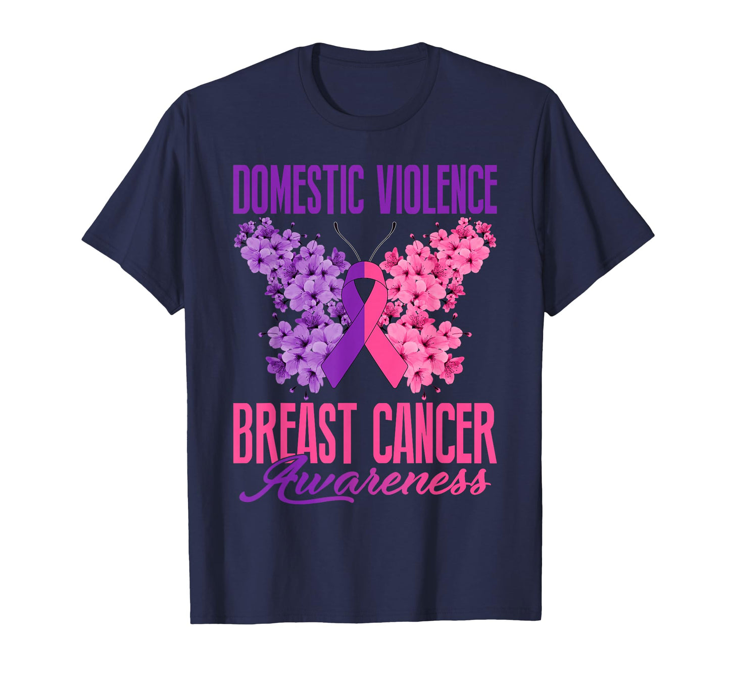 Domestic Violence Breast Cancer Awareness Month Butterfly T-Shirt