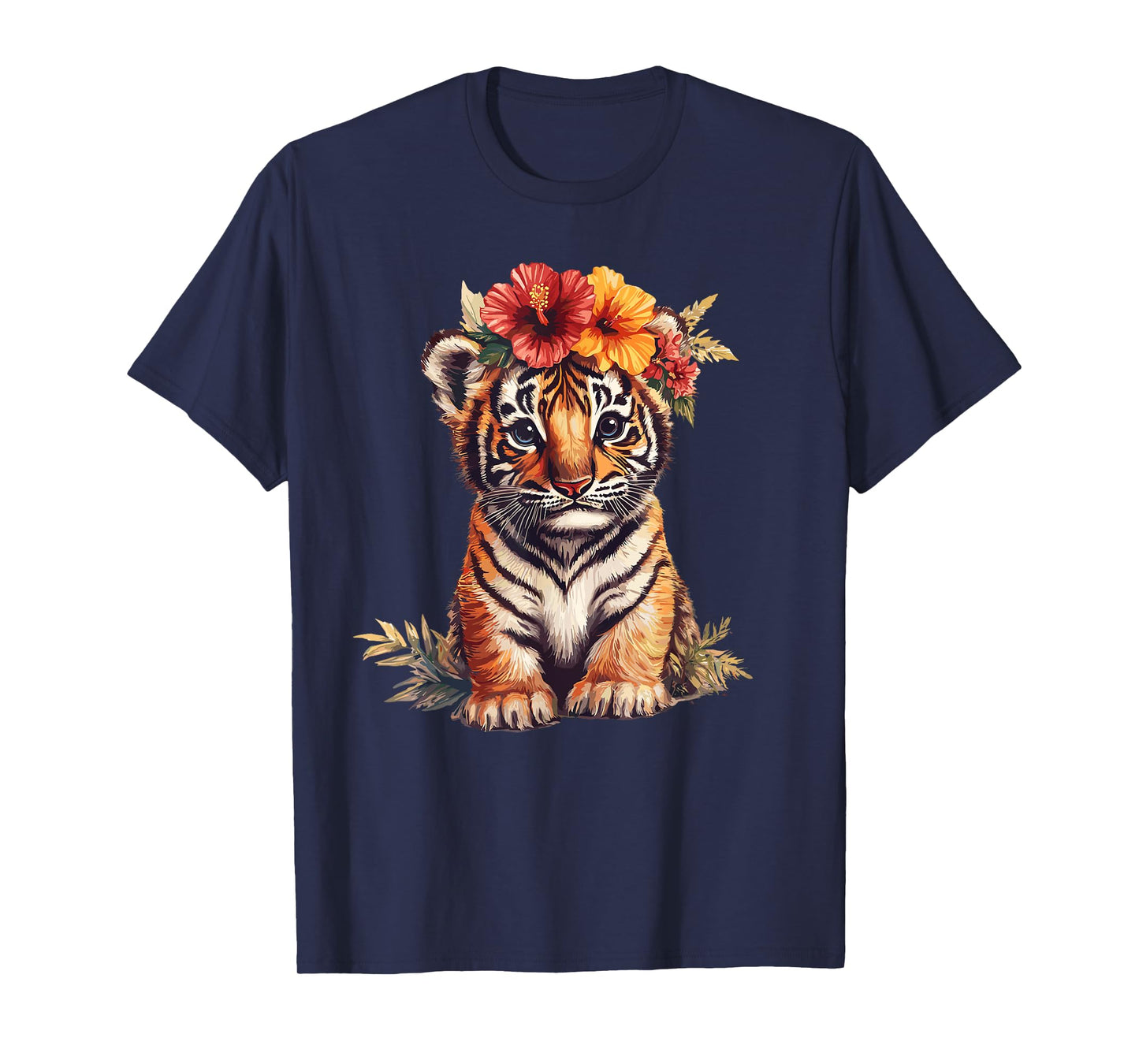 Cute Tiger Cub With Floral Crown T-Shirt