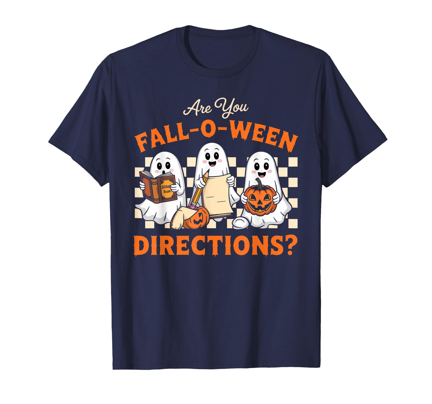Retro are You Fall O Ween Directions Teacher Halloween Ghost T-Shirt
