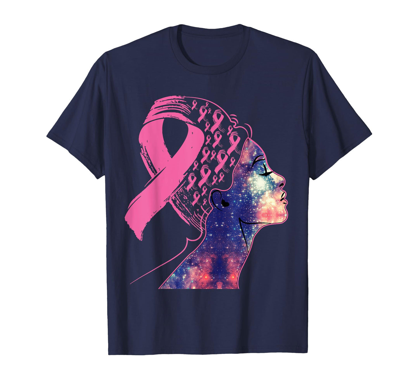 Black Women Queen Stronger Than Breast Cancer Pink Ribbon T-Shirt
