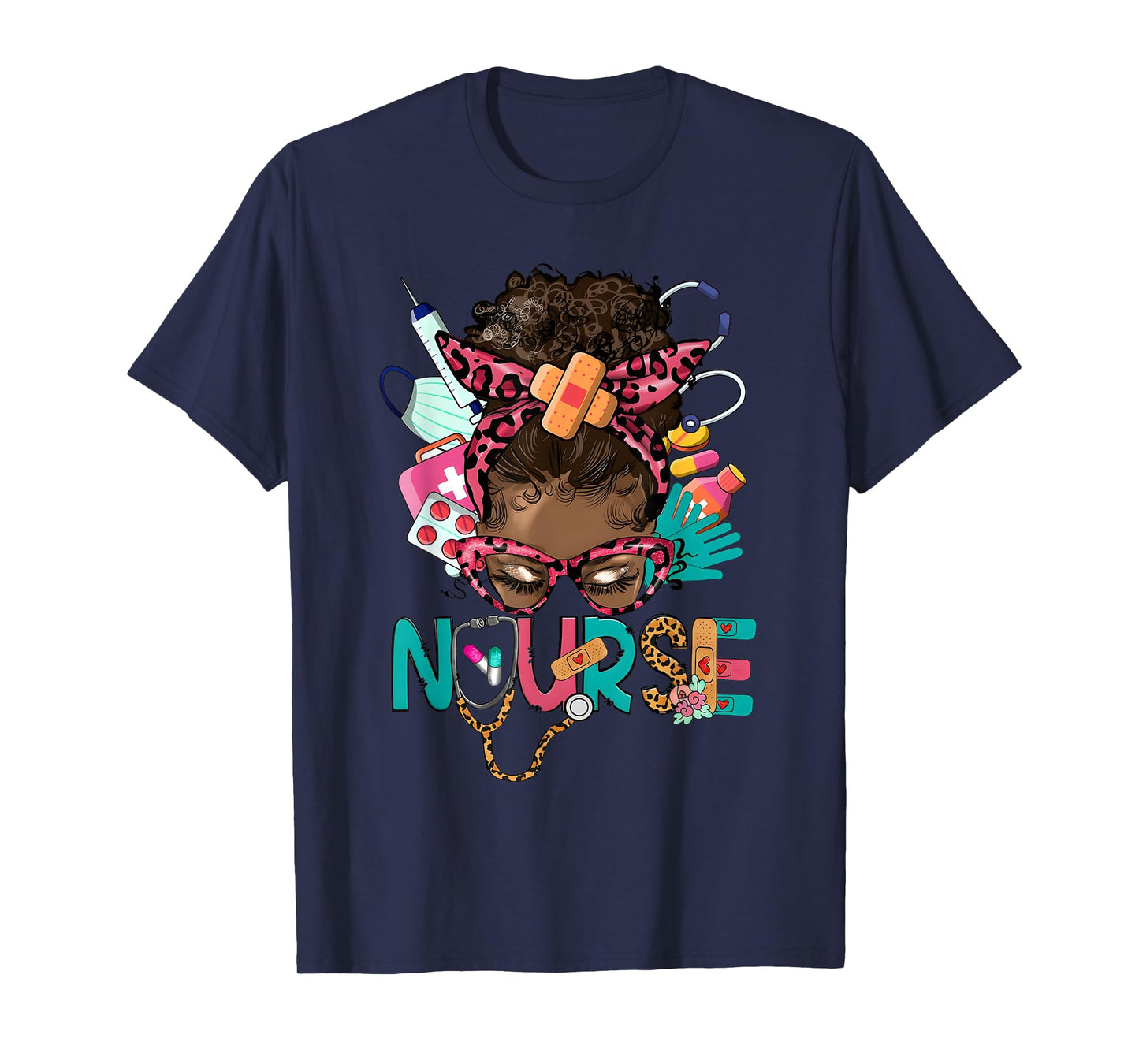 Black Melanin Nurse Black History Month Afro Hair T-Shirt