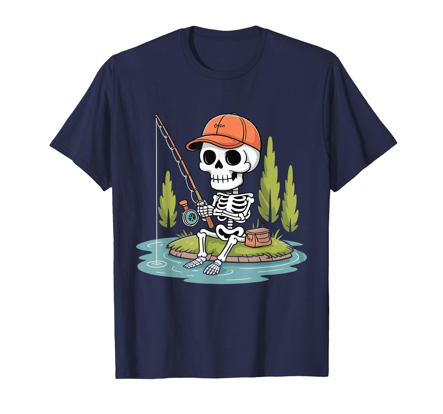 Skeleton Fishing Halloween Costume Funny Fishing Boys Kids T-Shirt