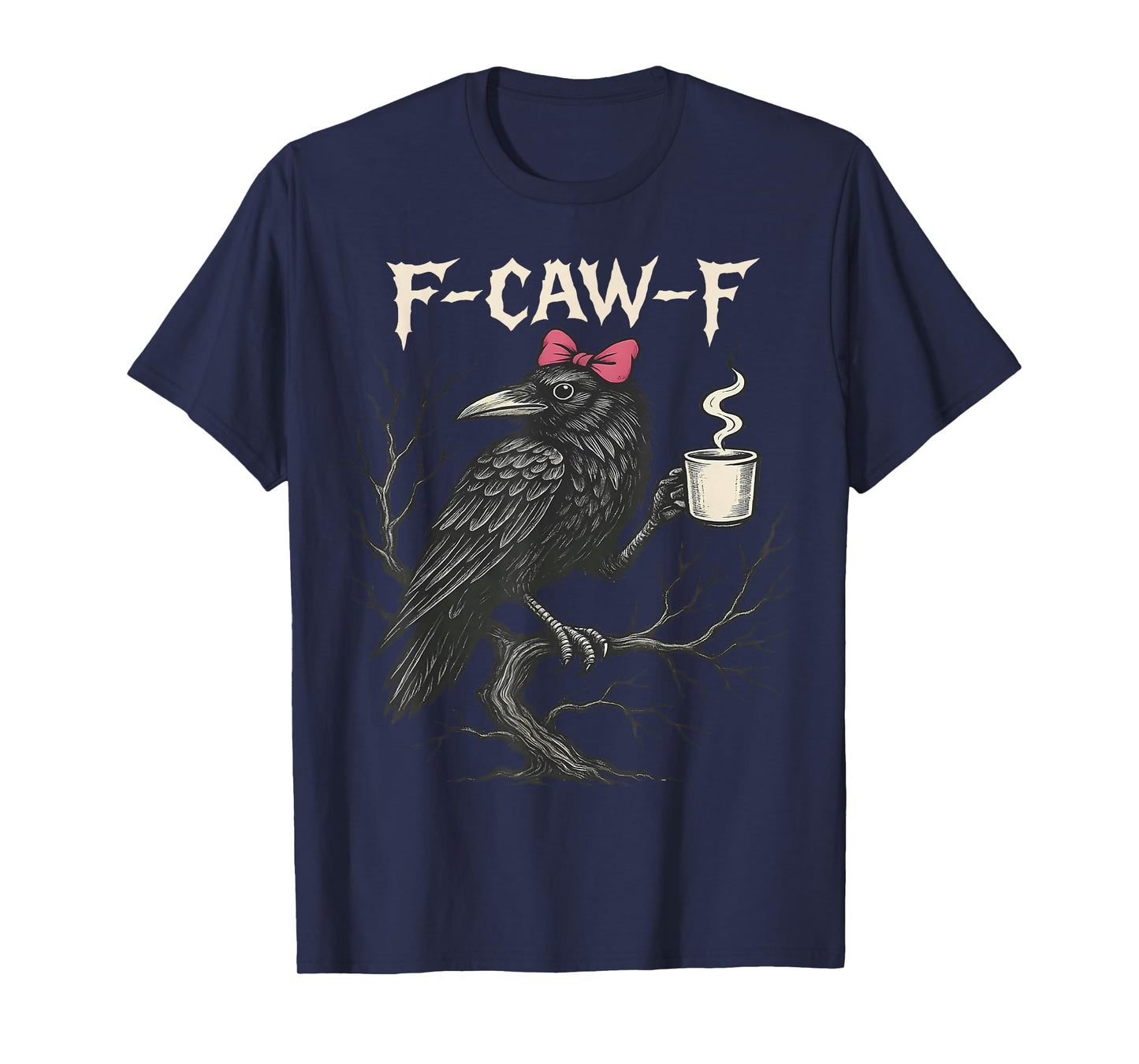 Black Crow F-Caw-F Funny Bird Coquette Bow Halloween T-Shirt