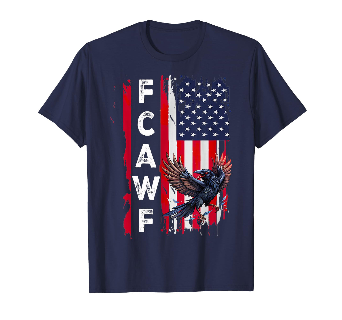 F-Caw-F Black Crow Black Bird Retro USA Flag Vintage F-Caw-F T-Shirt
