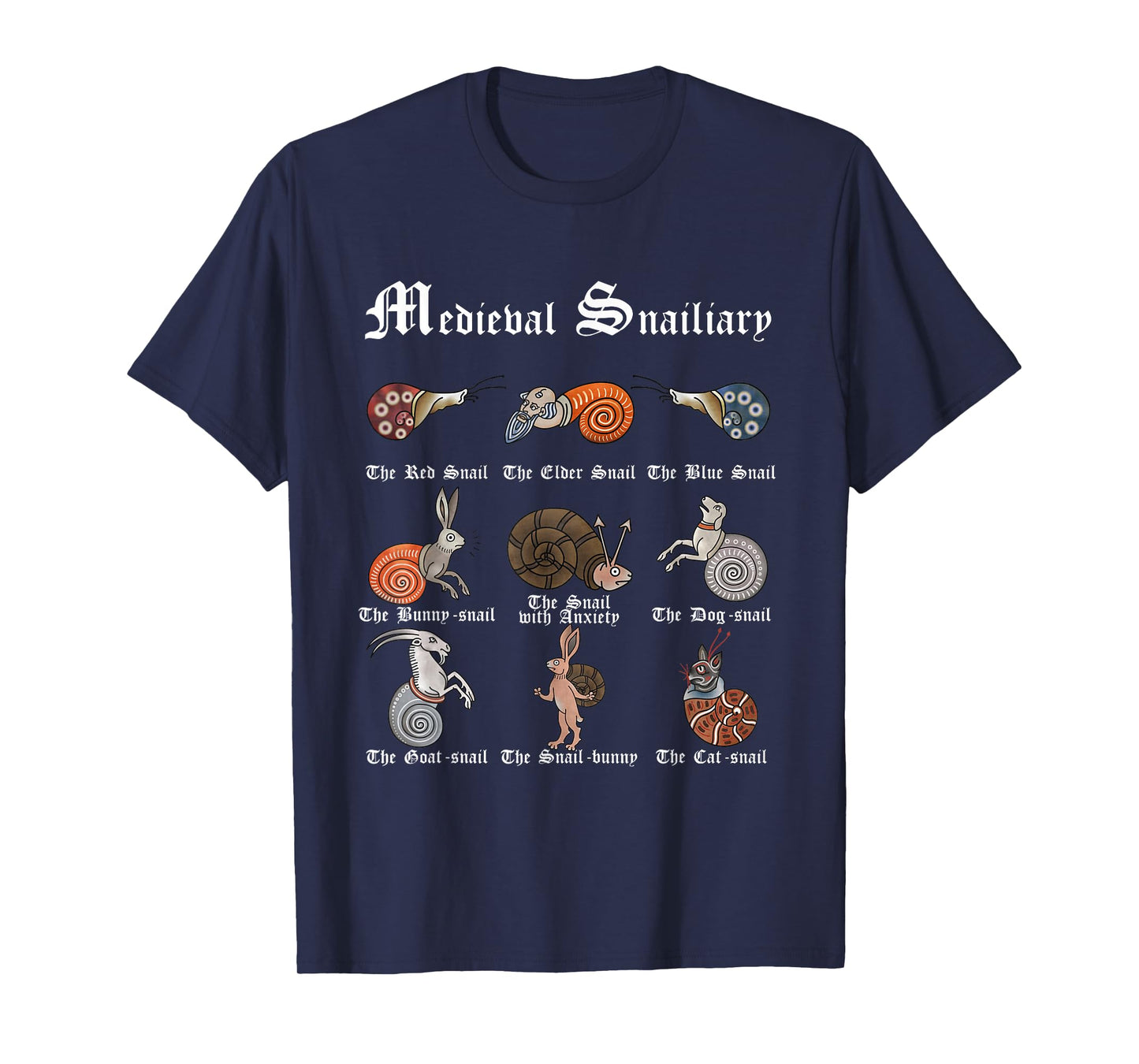 Medieval Marginalia - Medieval Snailiary - Snails T-Shirt