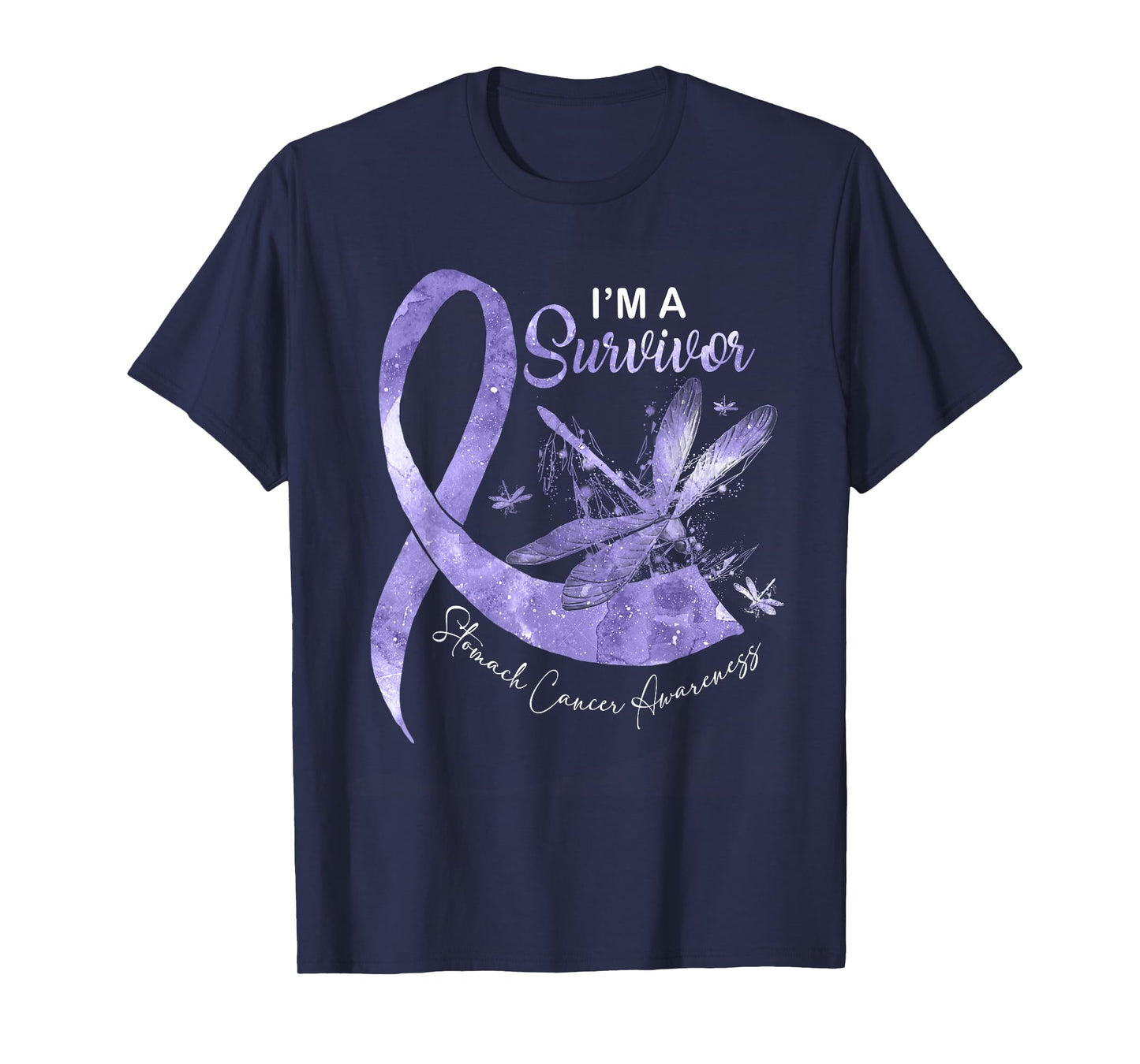 I'm A Survivor Stomach Cancer Dragonfly Periwinkle Ribbon T-Shirt
