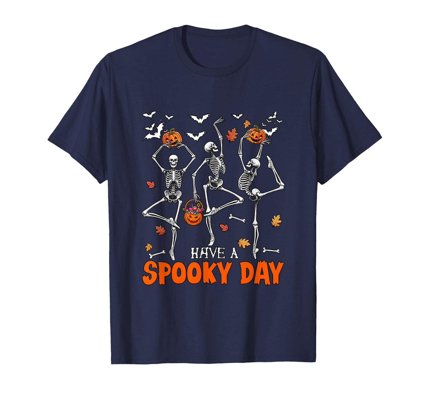 Have A Spooky Halloween Day Three Funny Skeletons Dancing T-Shirt