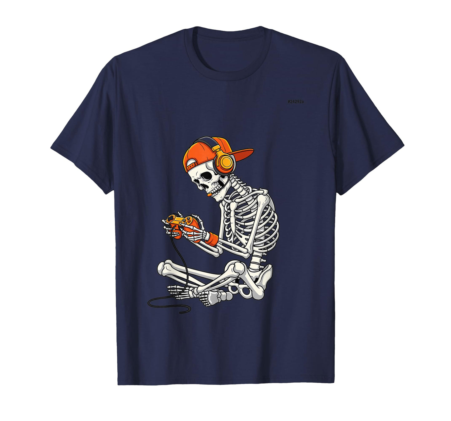 Gamer Skeleton Halloween Backwards Hat Controller Spooky T-Shirt