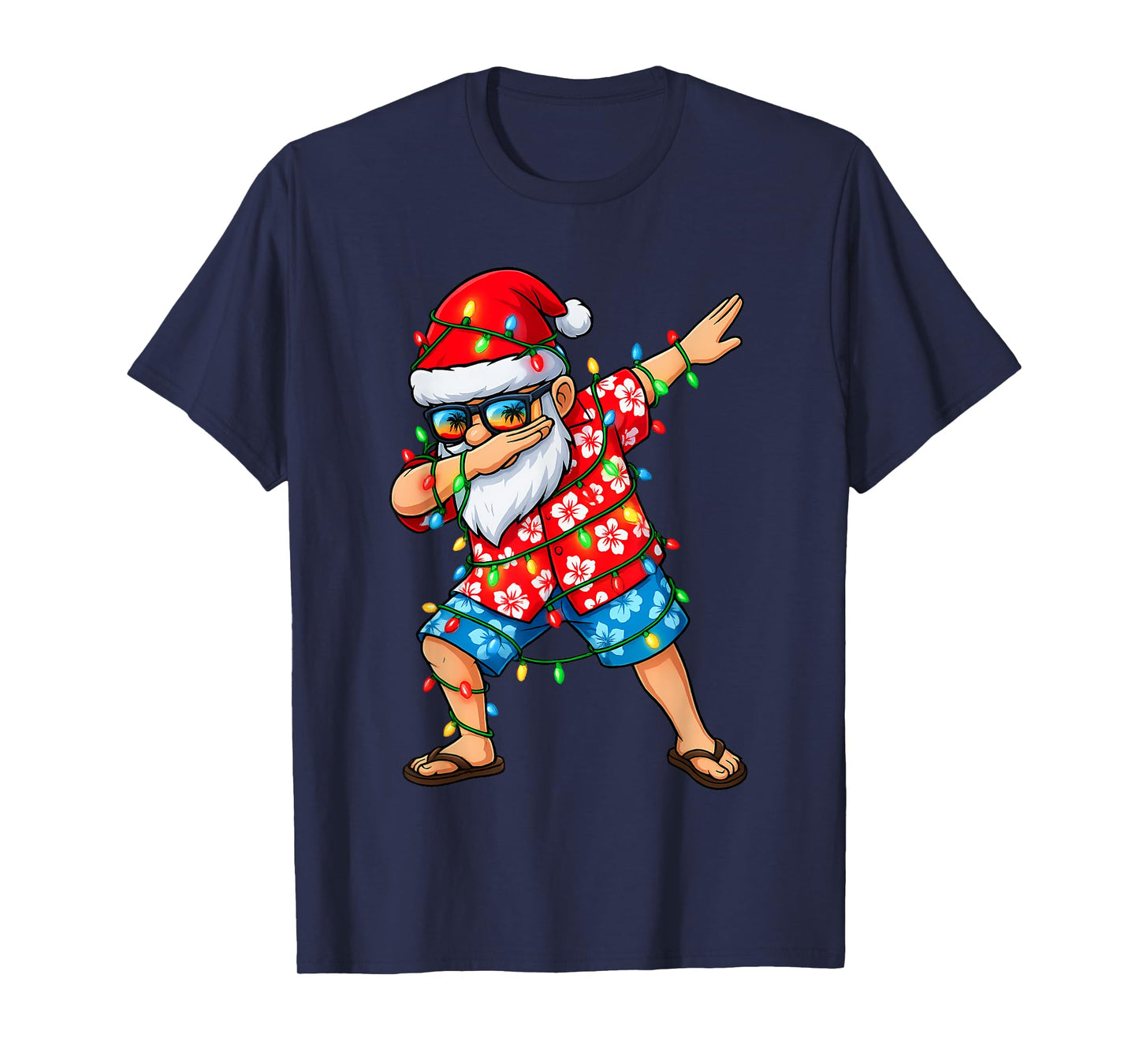 Dabbing Santa Christmas In July Boys Men Hawaiian Xmas Dab T-Shirt