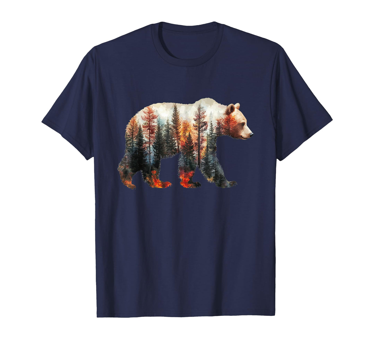 Bear Forest Mountains Trees Nature Sunset Outdoor Graphic T-Shirt