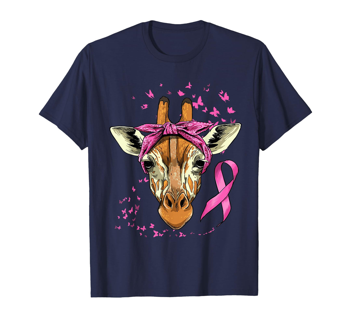 Giraffe Breast Cancer Awareness Pink Ribbon Cancer Survivor T-Shirt