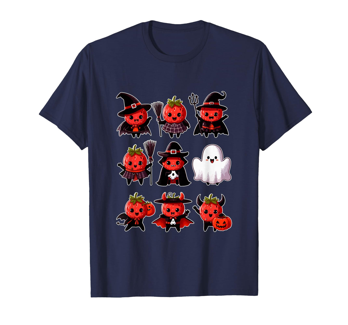 Group Strawberries Cosplay Witch Boo Ghosts Halloween Vegan T-Shirt