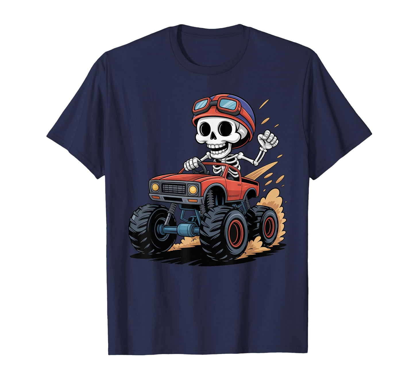 Halloween Costume Creepy Skeleton with a Monster Truck Kids T-Shirt