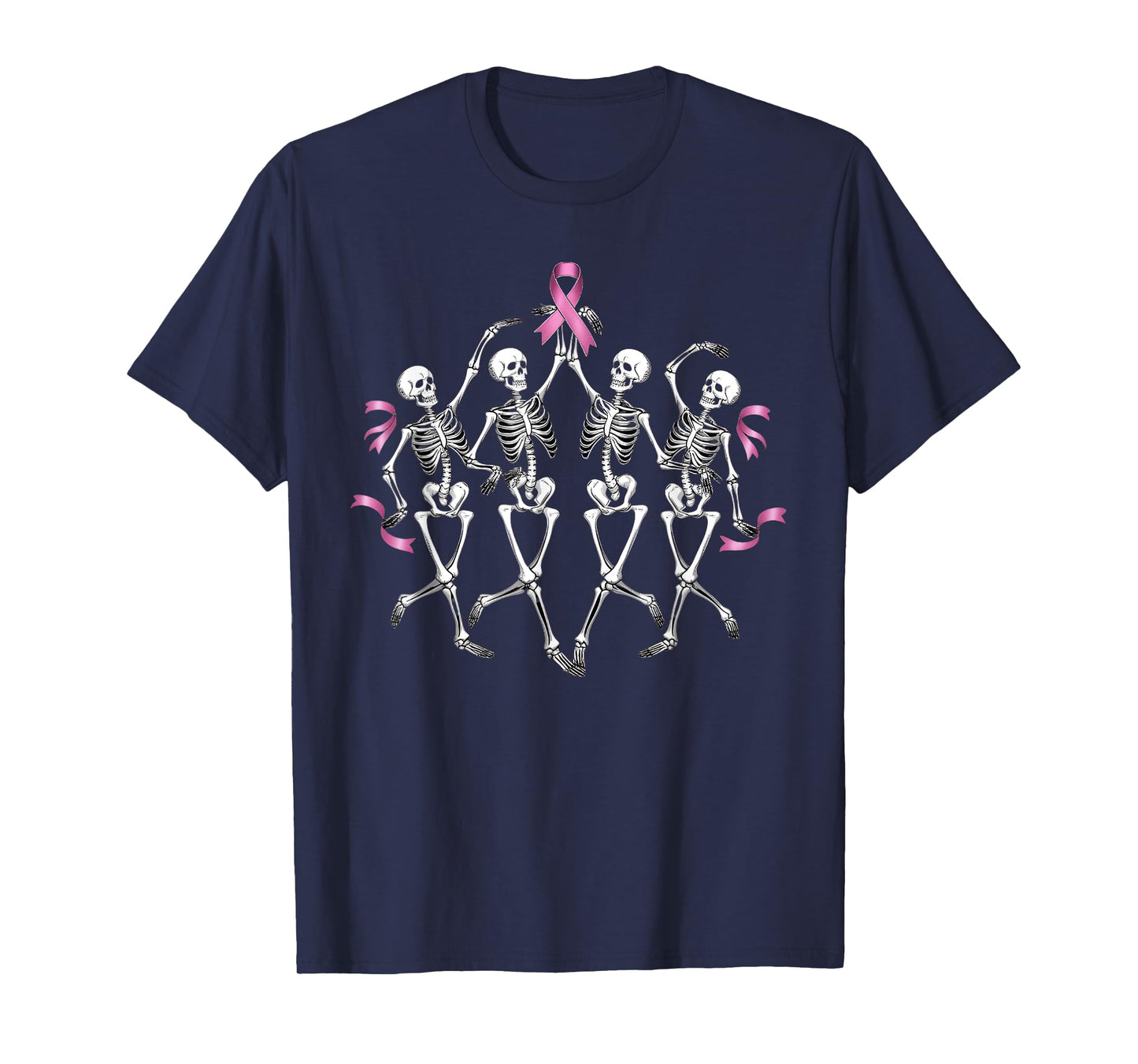 Breast Cancer Awareness Skeleton Dancing Pink Ribbon Costume T-Shirt