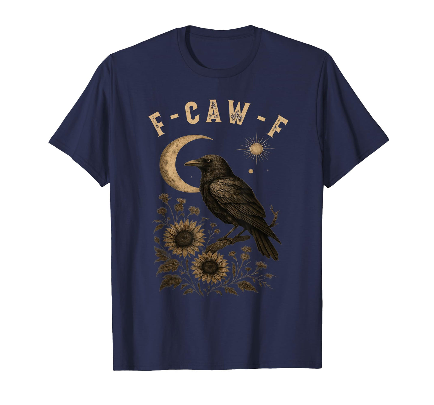 F-Caw-F Black Crow Bird Retro Vintage Gothic Moon F-Caw-F T-Shirt