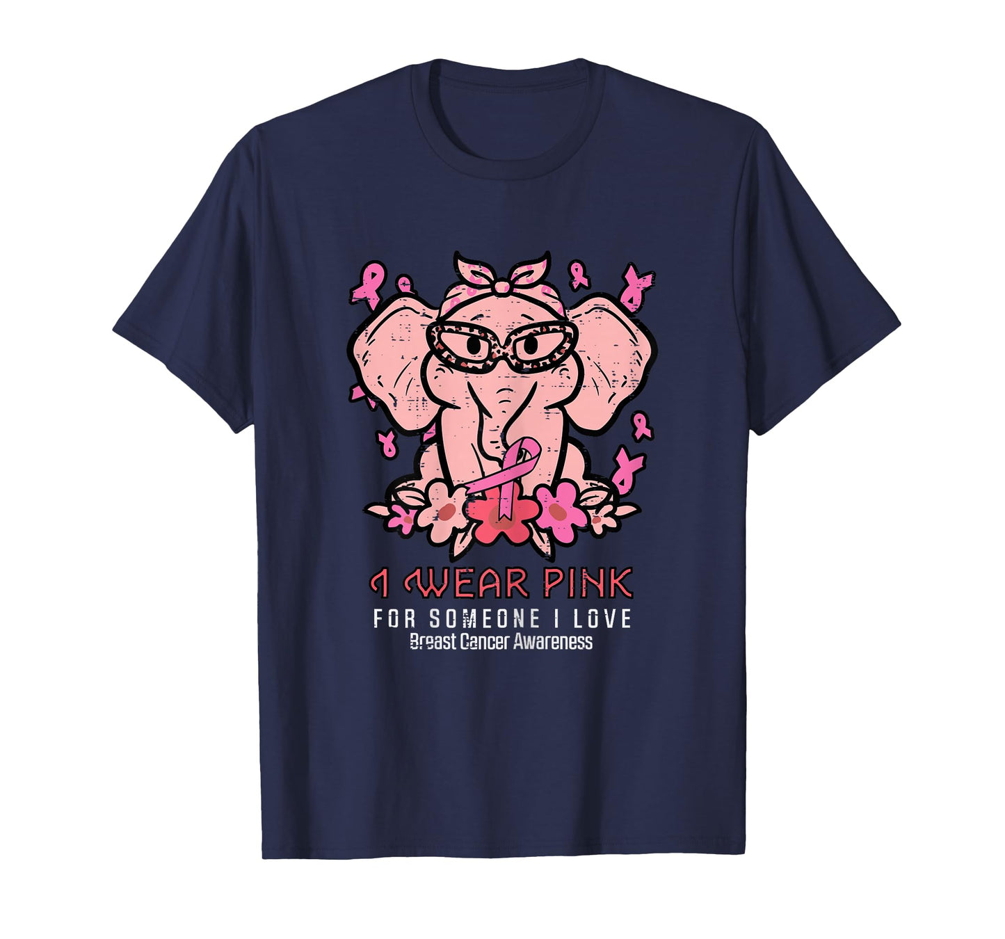 Breast Cancer Pink For Someone I Love Awareness Elephant T-Shirt