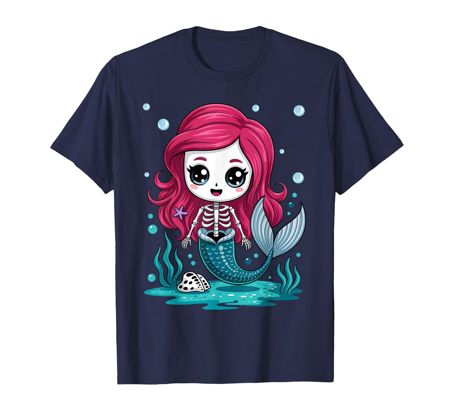 Cute Skeleton Mermaid Halloween T-Shirt