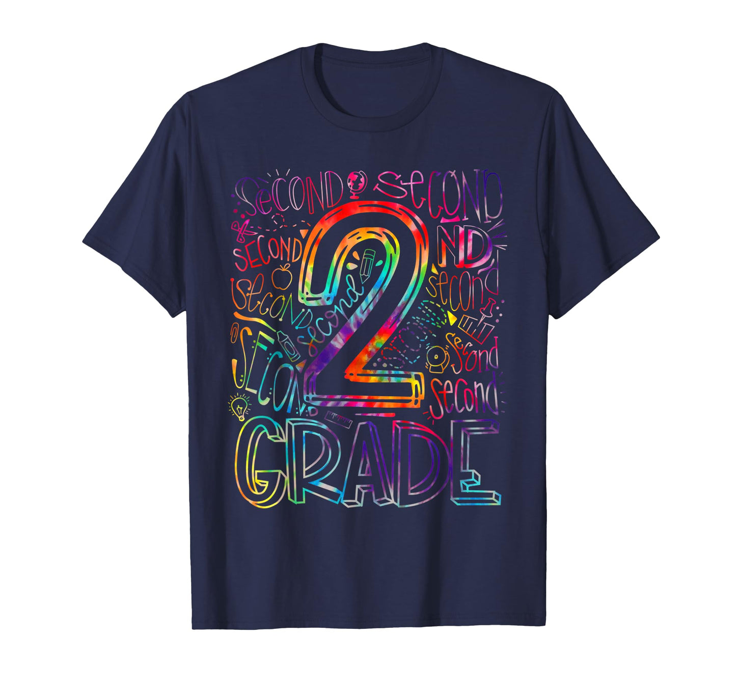 Tie Dye 2nd Grade Typography Team Second Grade Teacher Kids T-Shirt