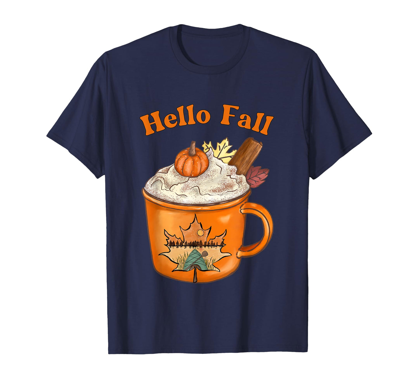 Cute Fall Hello Fall Pumpkin Spice Fall Leaves Outdoors T-Shirt