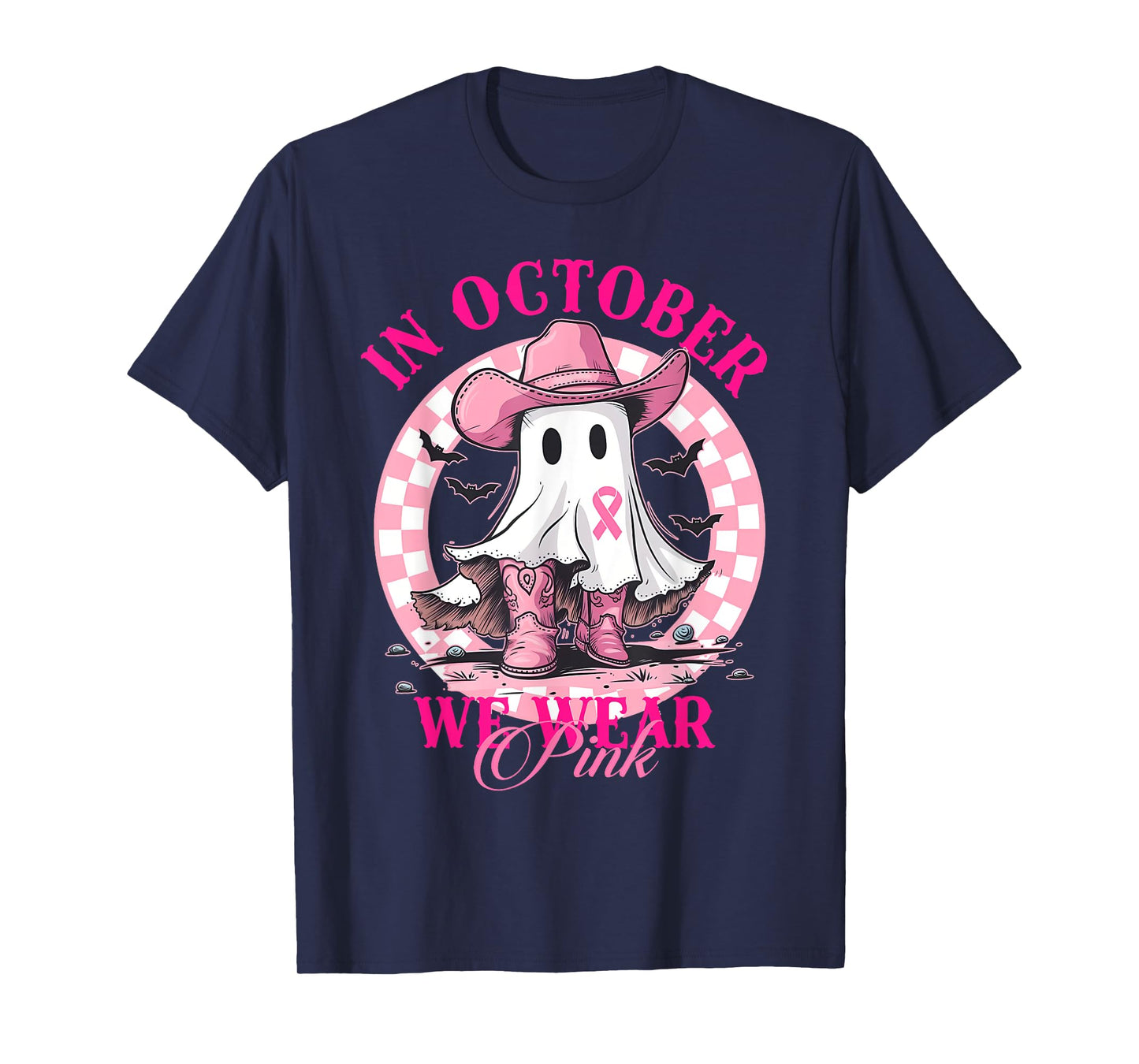 In October We Wear Pink Breast Cancer Awareness Halloween T-Shirt