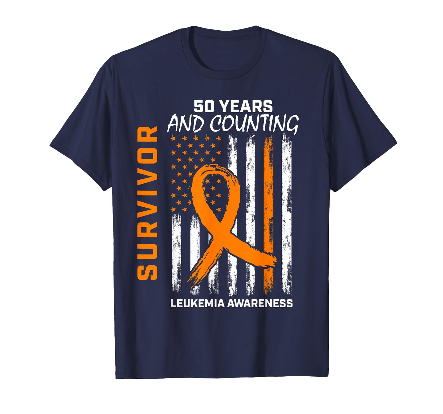 50 Year Leukemia Survivor Gifts American Flag Tshirt Shirts T-Shirt