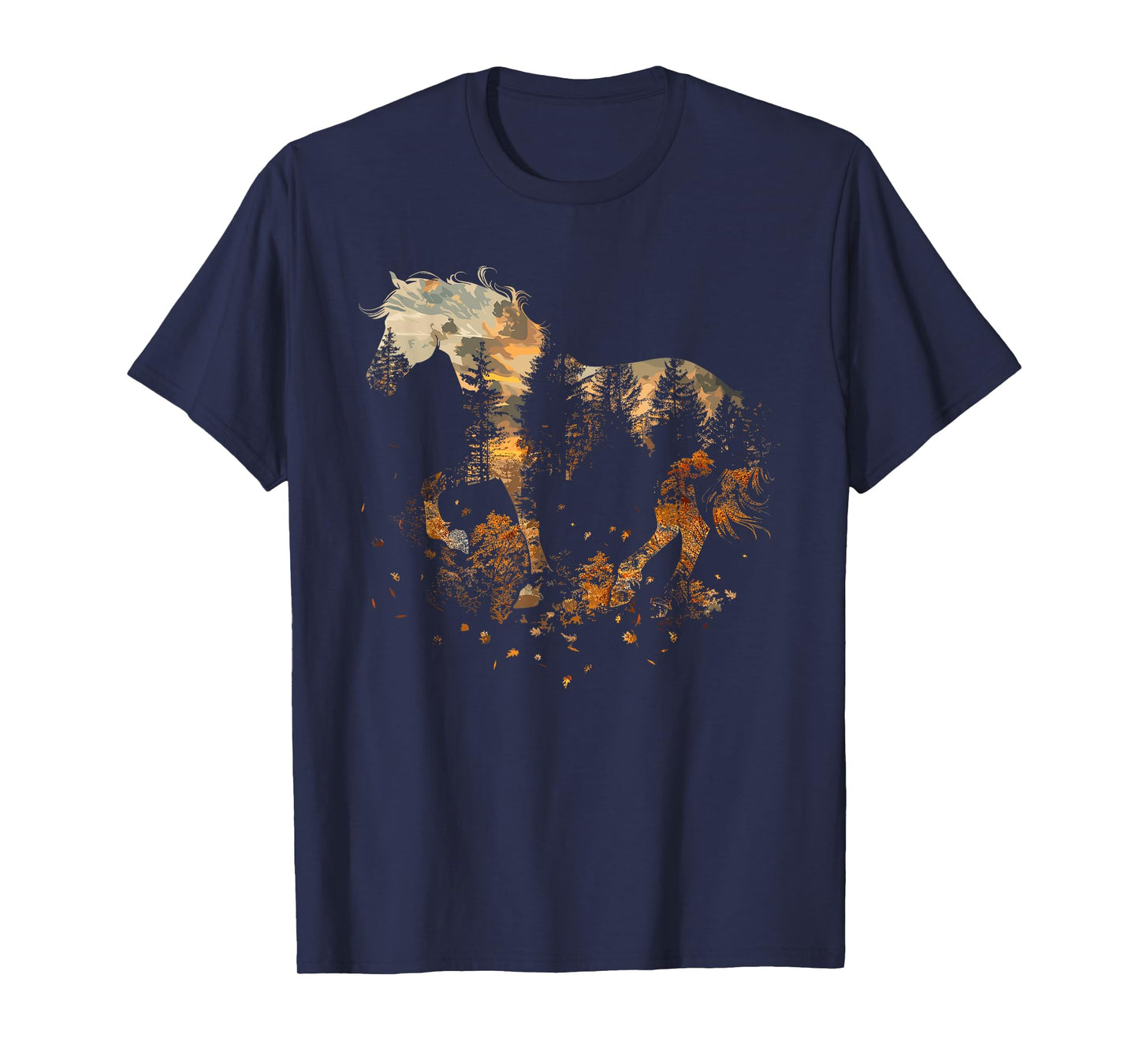 Cute Horse Lover Autumn Leaves Pony Animal Wildlife T-Shirt