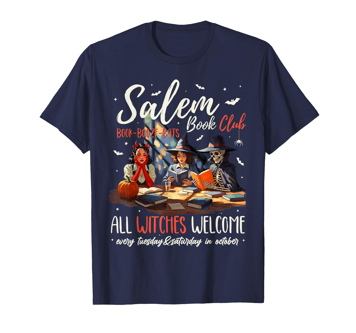 Vintage Salem Book Club Witchy Witch Spooky Season Halloween T-Shirt