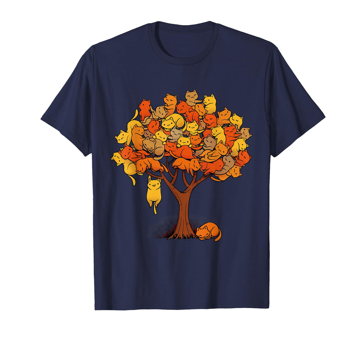 Cat Tree Cat Lover Nature Fall Winter Kitten Kitty Cats T-Shirt