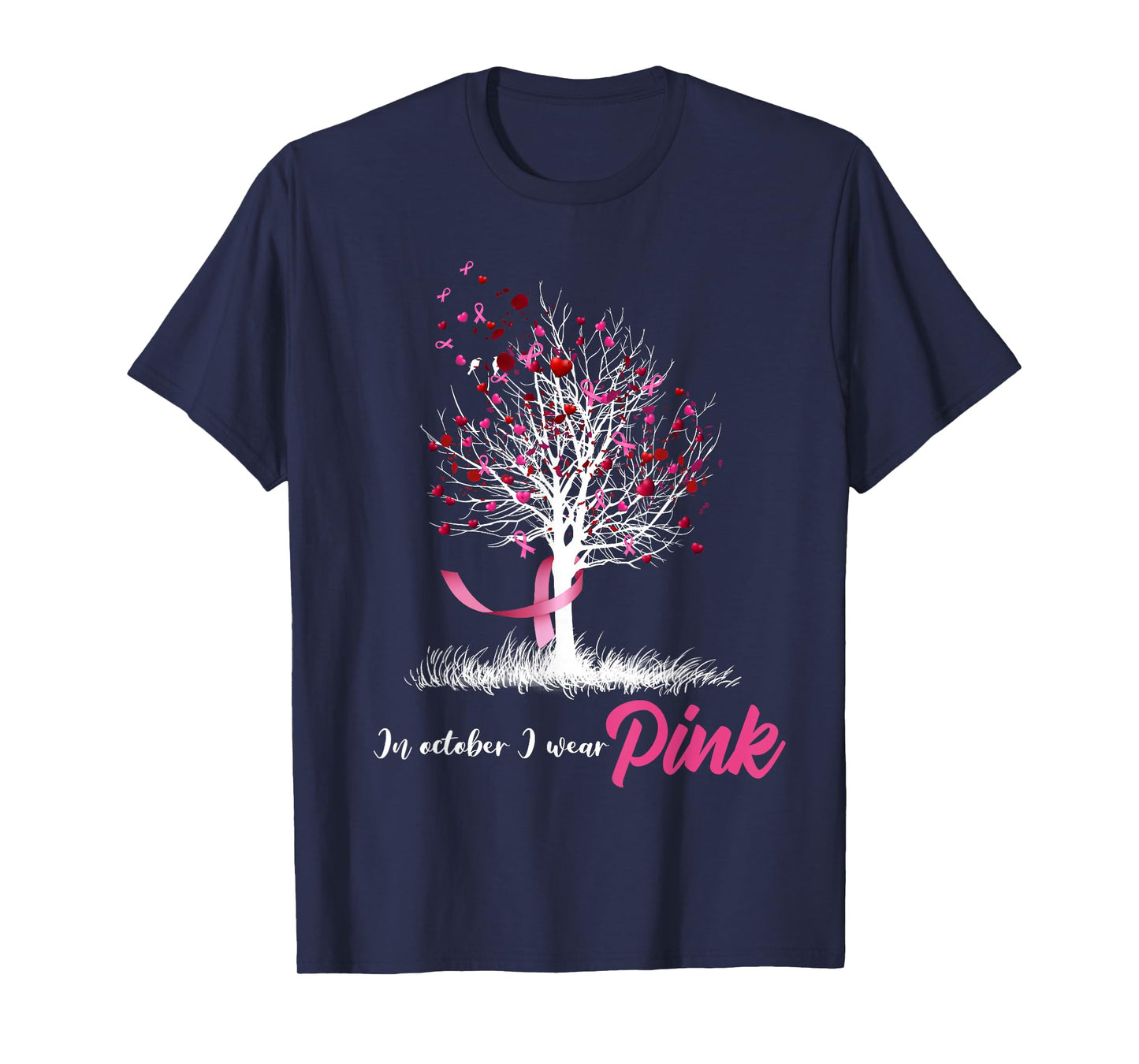 In October We Wear Pink Tree Breast Cancer Awareness T-Shirt