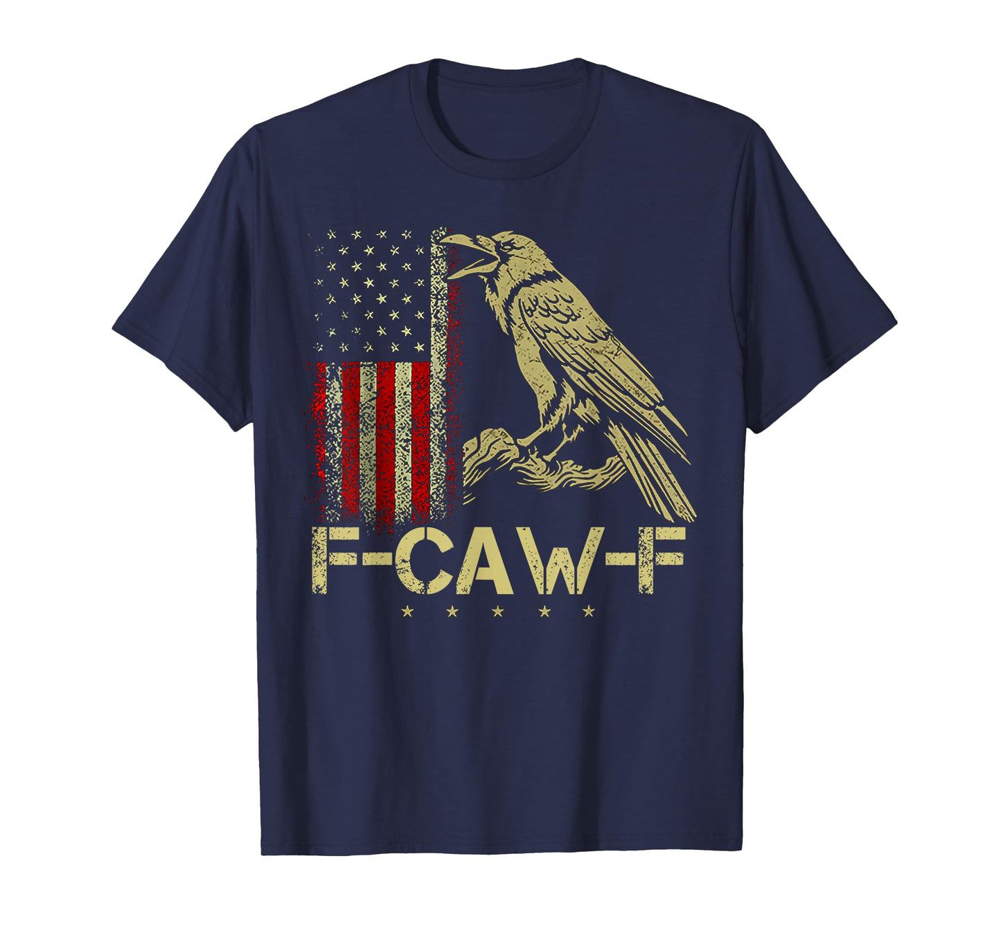 F-Caw-F Black Crow Black Bird, Vintage USA Flag F-Caw-F Crow T-Shirt