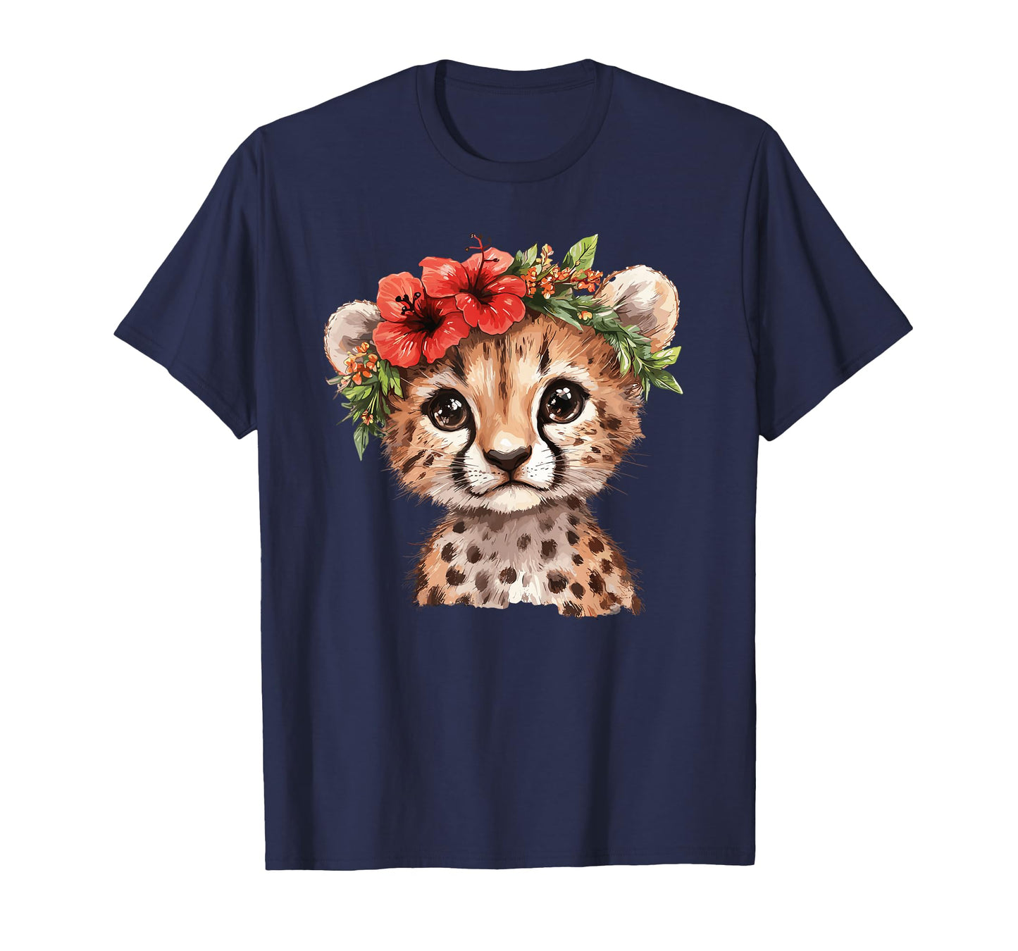 Cute Cheetah With Flower Crown T-Shirt