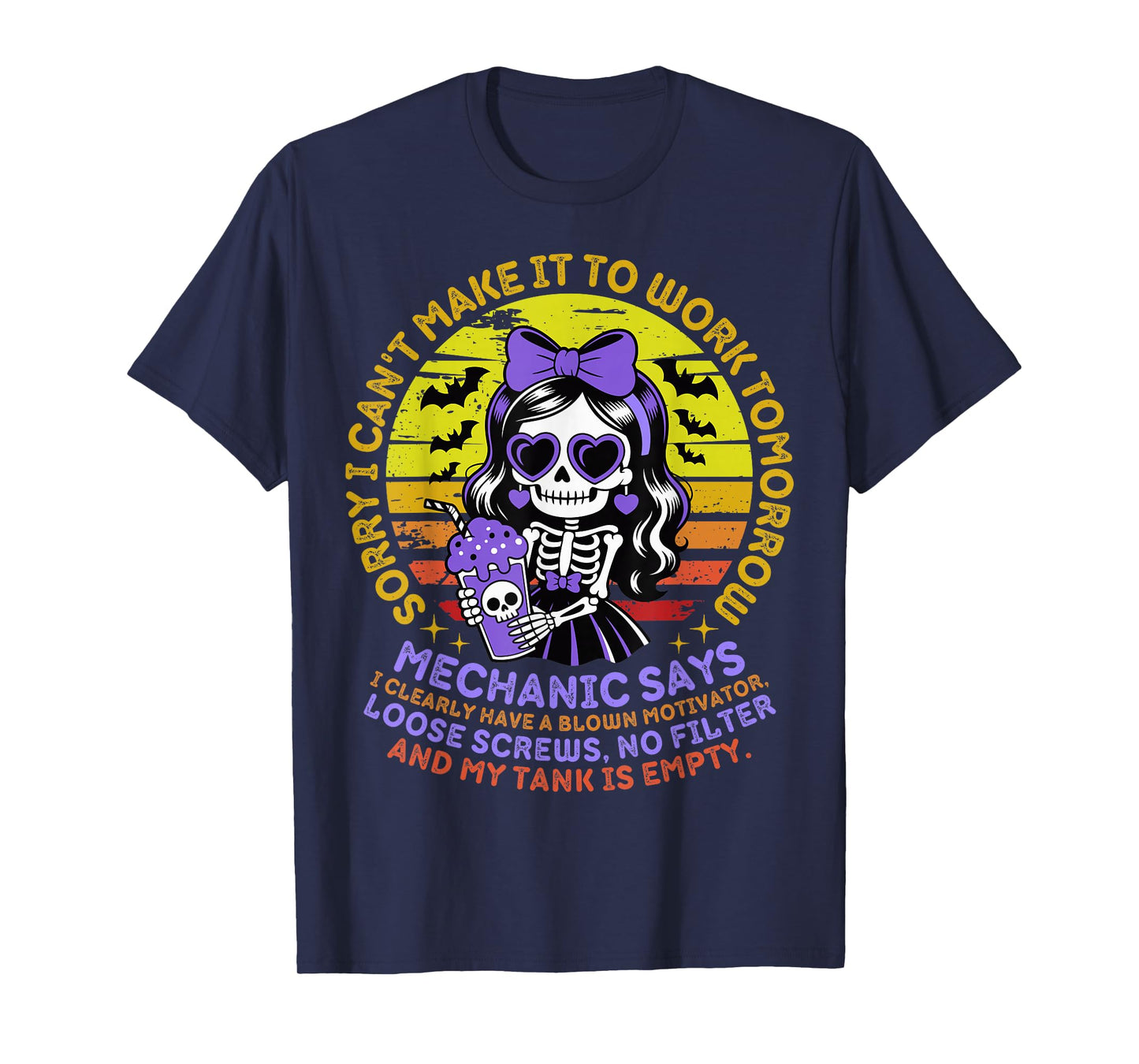 Sorry I Can't Make It to Work Tomorrow Funny Halloween T-Shirt