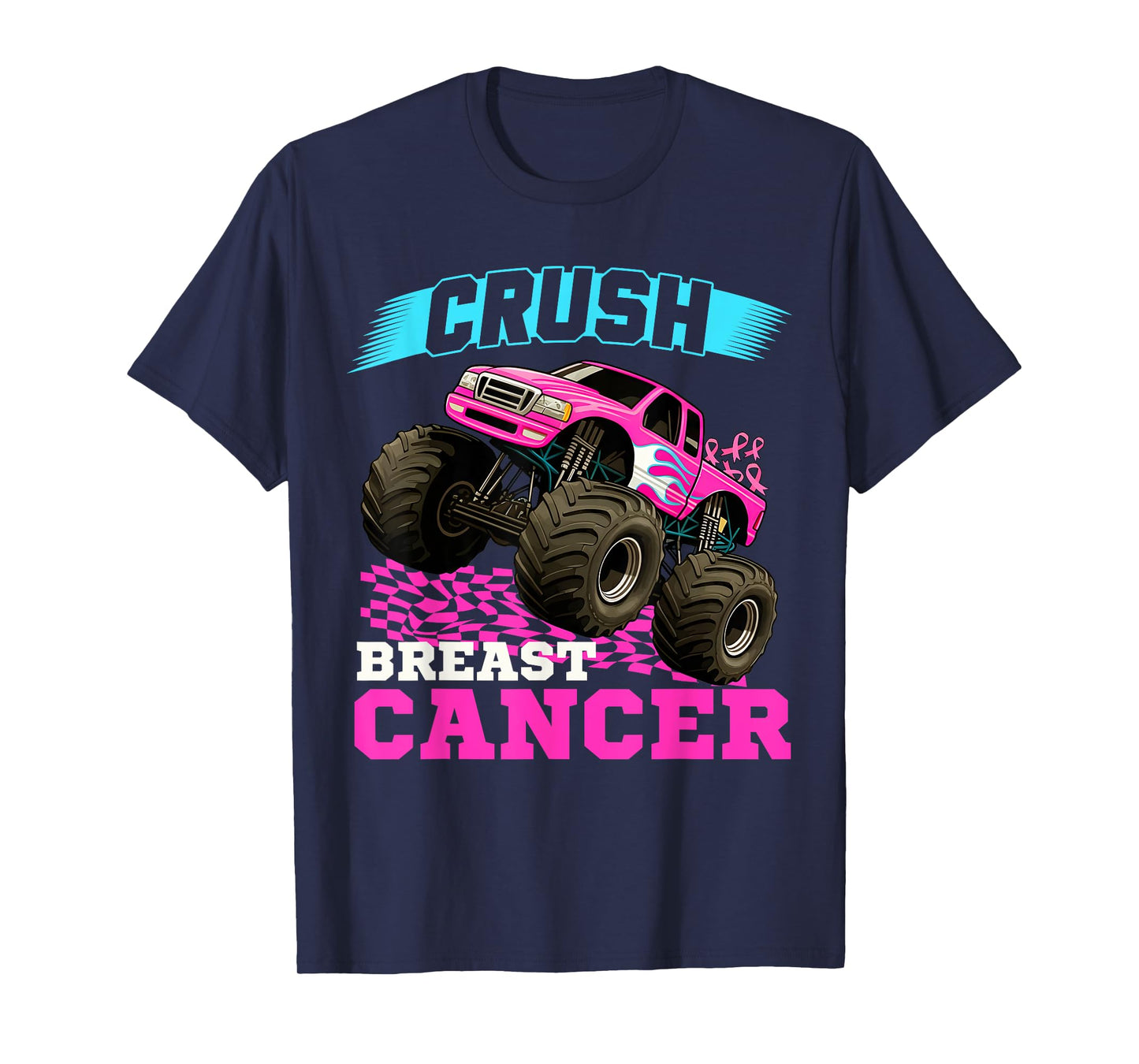 Crush Breast Cancer Monster Truck Wear Pink T-Shirt