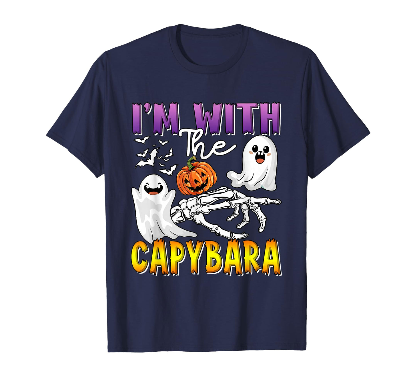 I'm with Capybara Halloween Boo Ghost Funny Joke Single T-Shirt