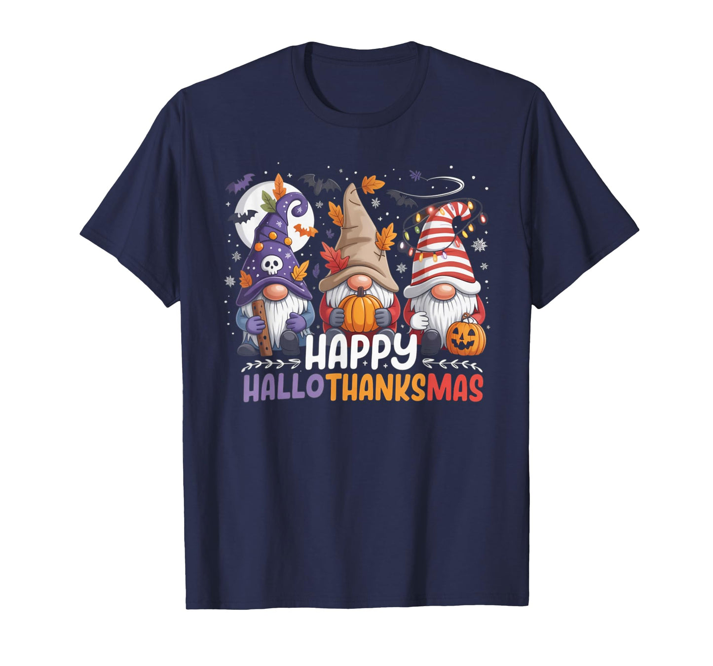 HalloThanksMas Gnomes Halloween Thanksgiving T-Shirt