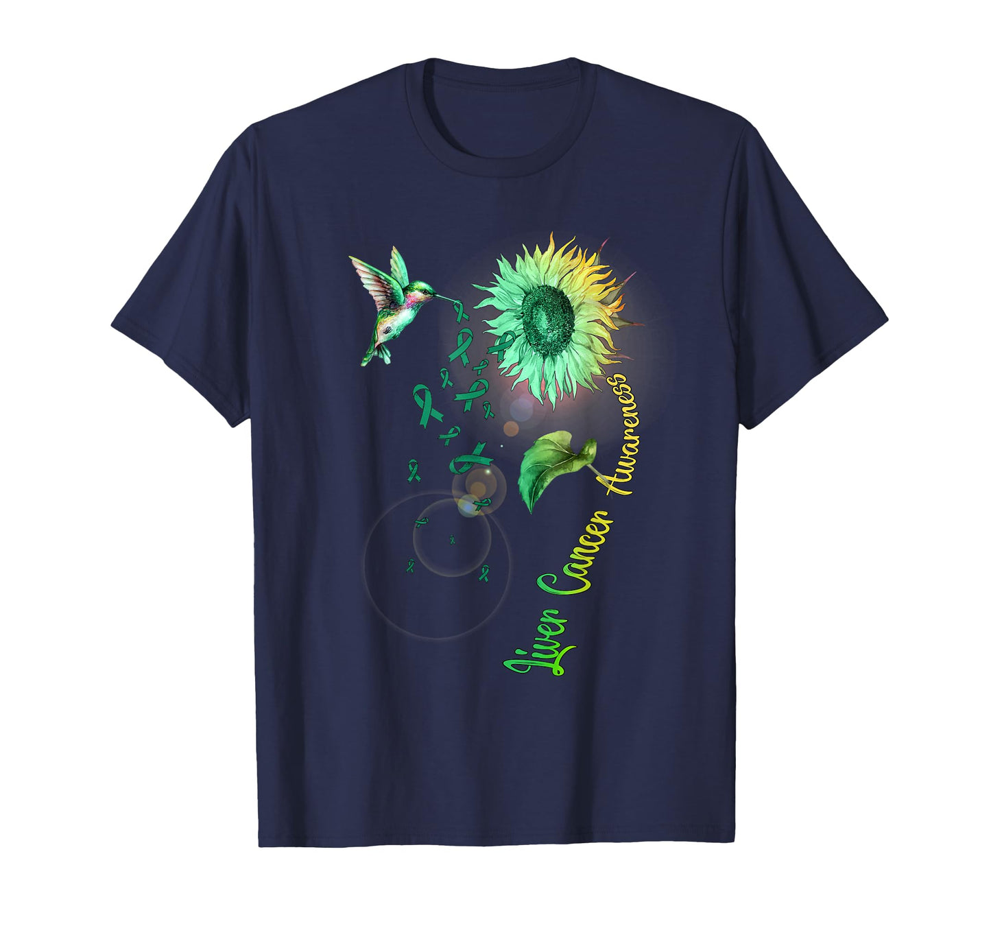 Liver Cancer Sunflower Hummingbird T-Shirt