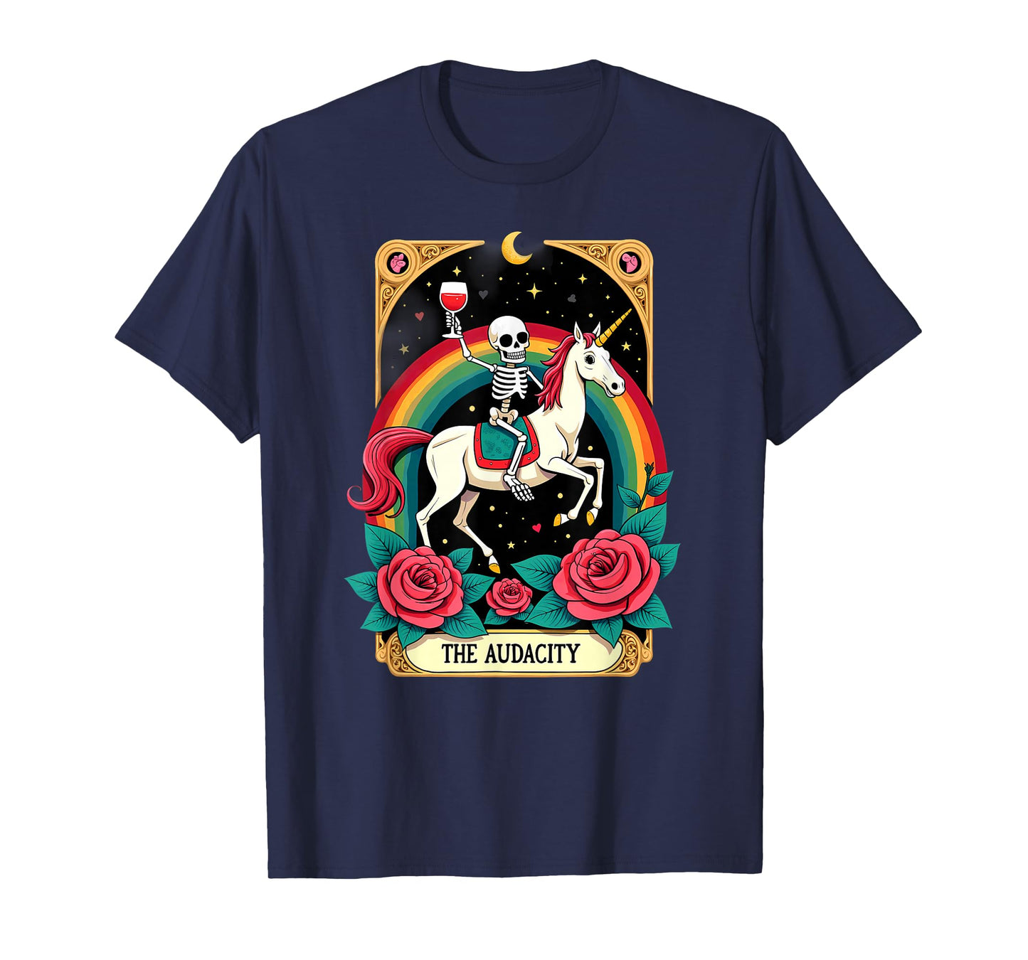 Gothic Skeleton Toasting The Audacity Unicorn T-Shirt