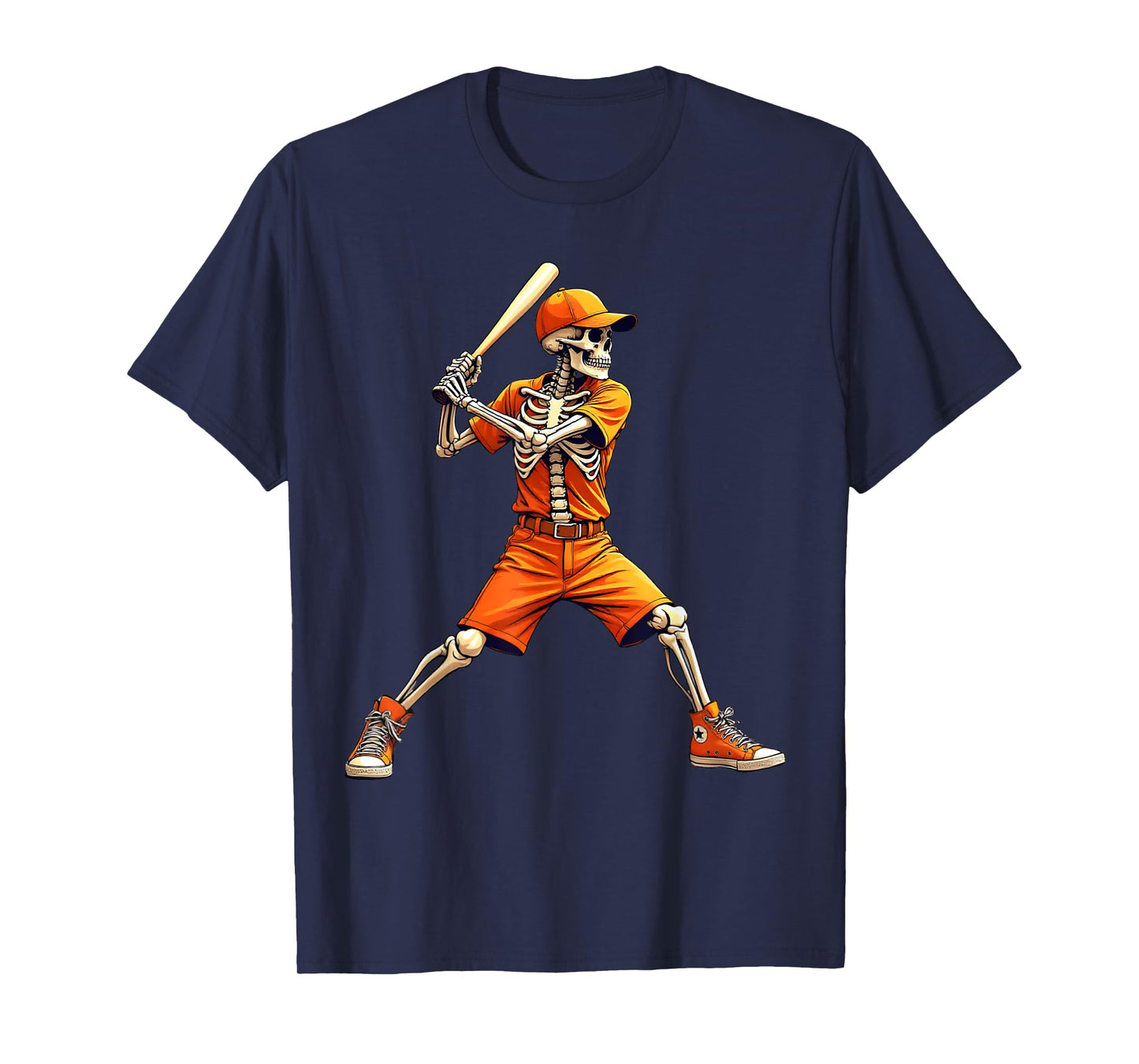 Funny Skeleton Baseball Halloween Scary Costume Men Boys T-Shirt