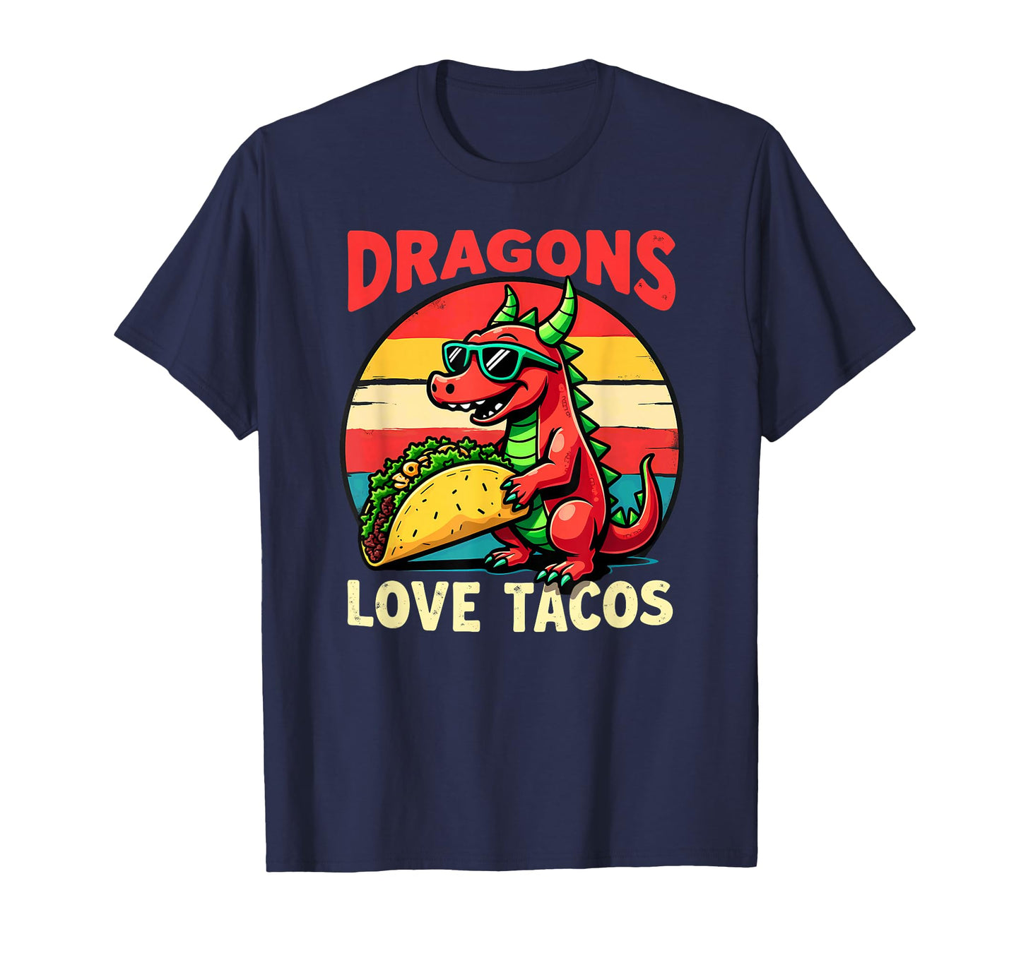 Retro Dragons Love Tacos T-Shirt