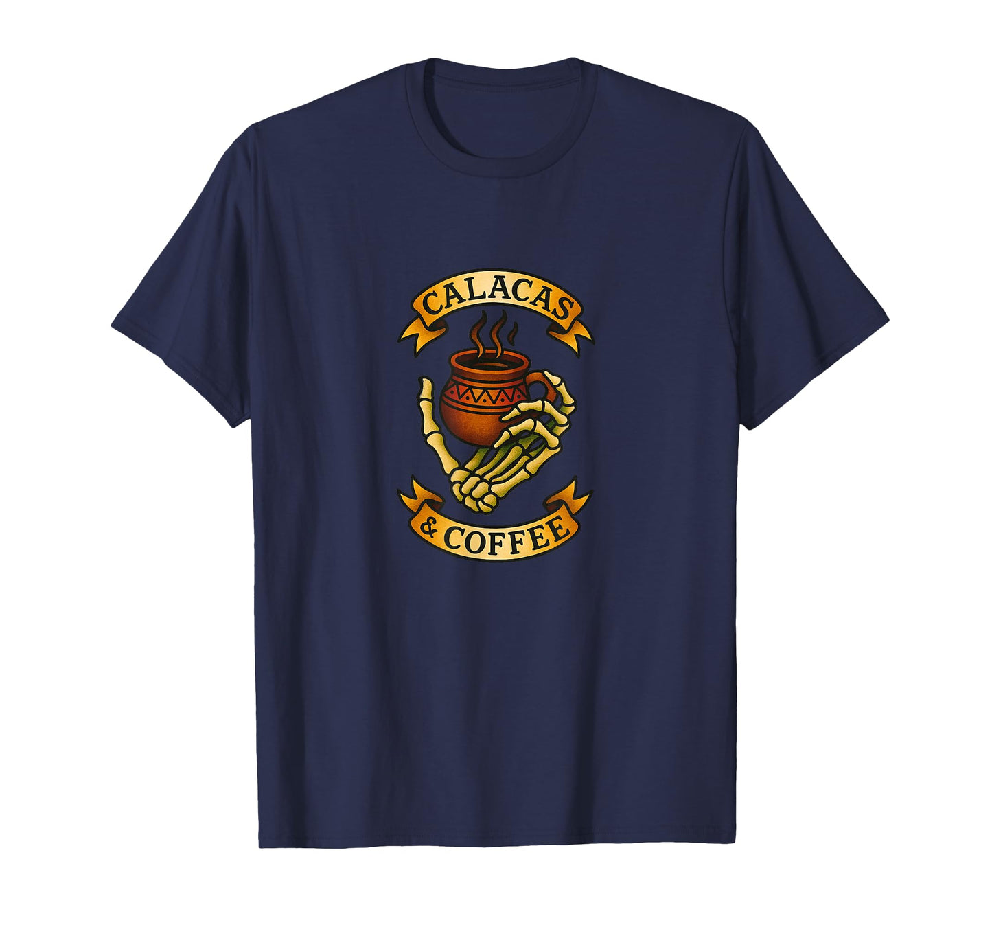 Calacas and Coffee Skeleton Halloween Day Dead Design T-Shirt