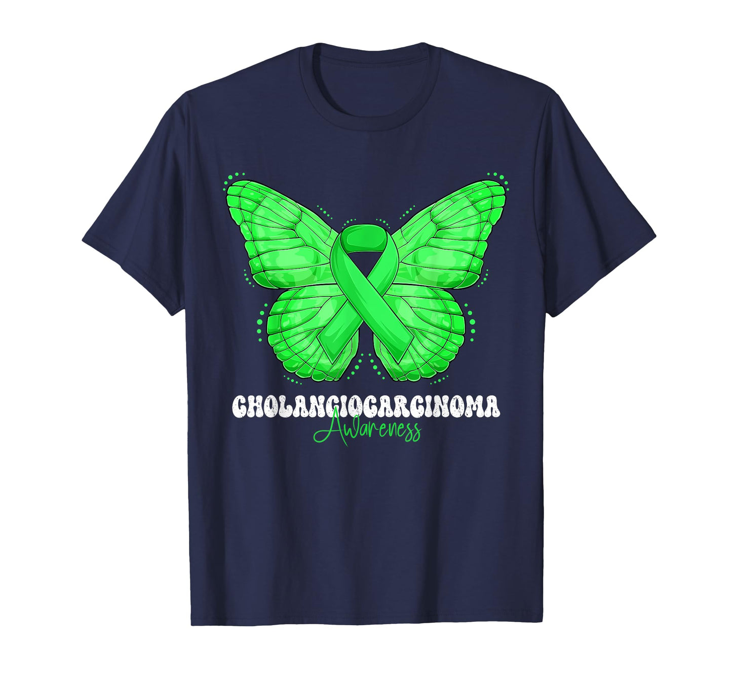 Cholangiocarcinoma Awareness Month Green Ribbon Butterfly T-Shirt
