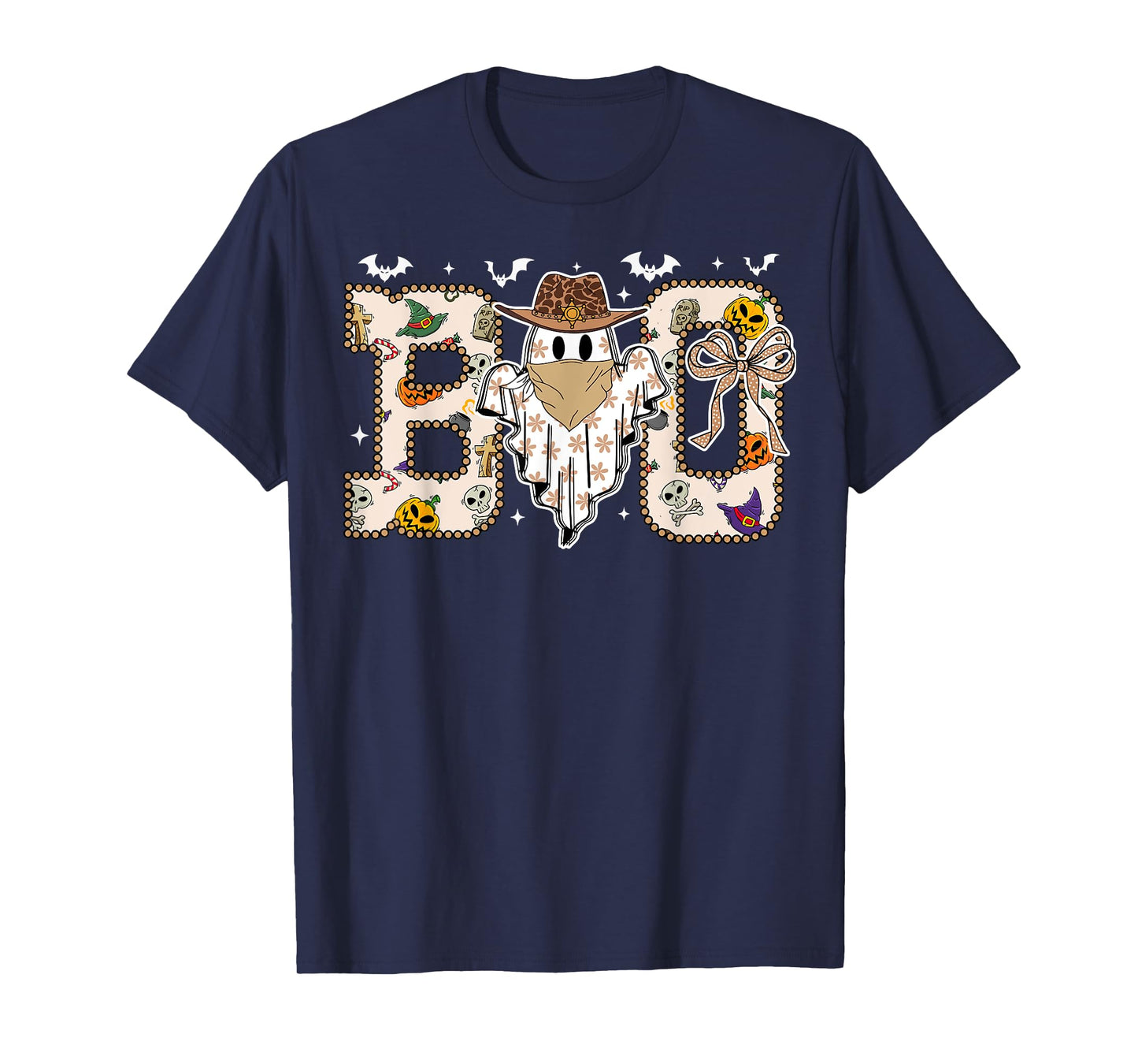 Funny Boo-Haw Halloween Shirt Girl Cute Ghost Cowgirl Cowboy T-Shirt
