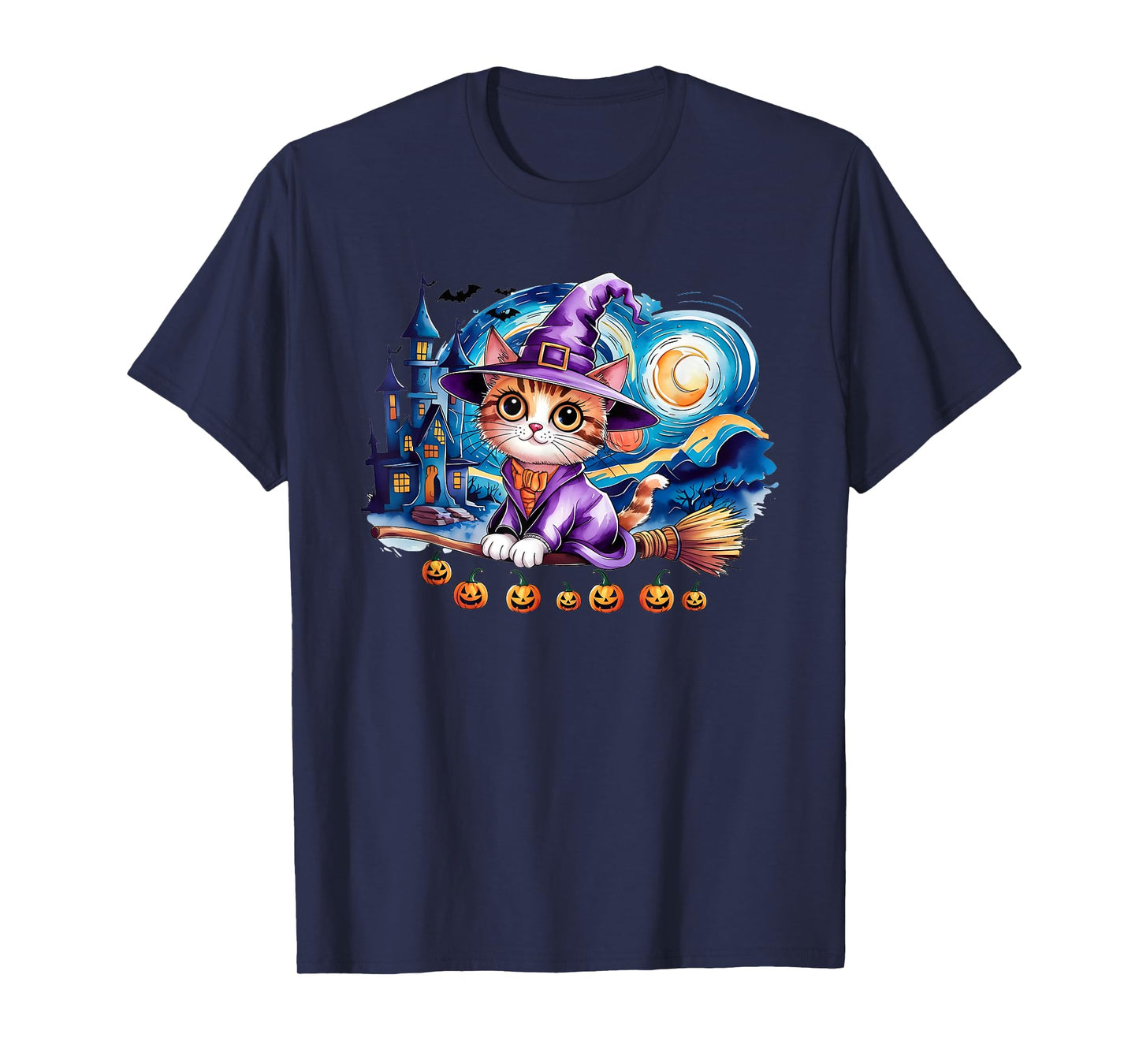 Funny Halloween Cat Witch Spooky Ghost Trick or Treat Team T-Shirt