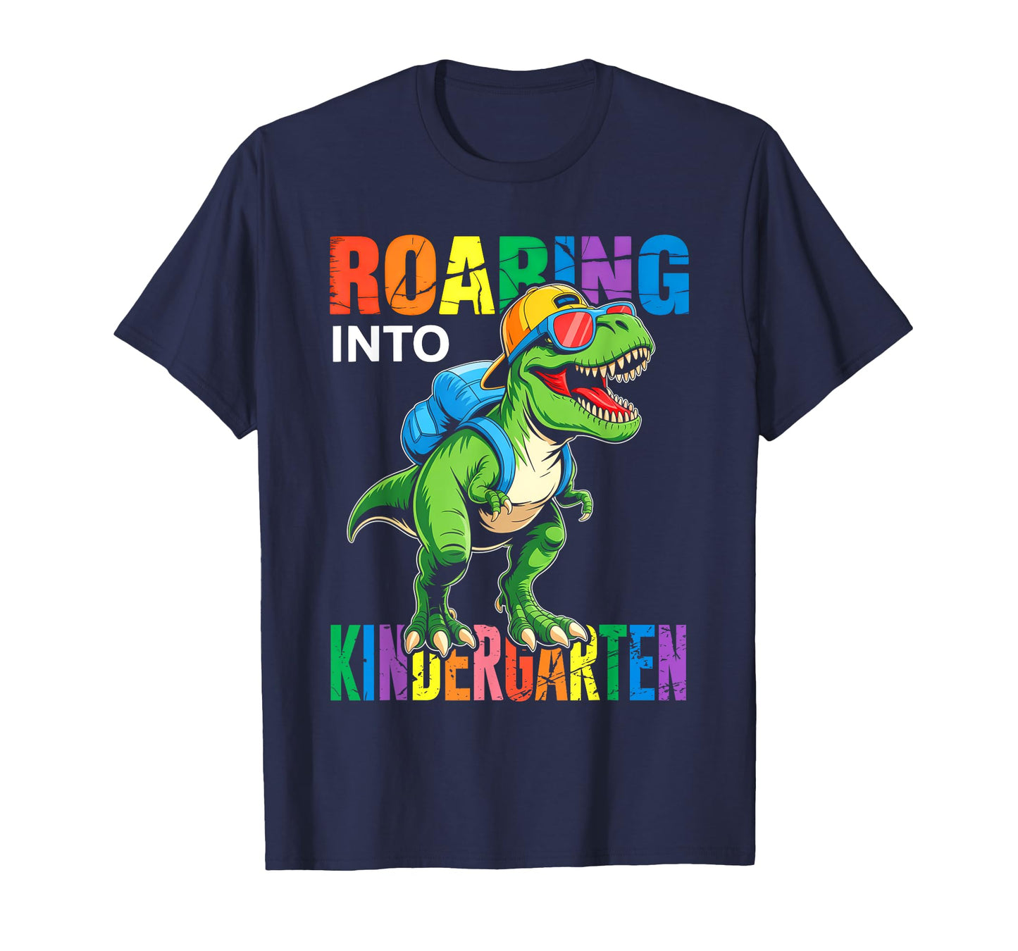 Roaring Into Kindergarten Boys Dinosaur T Rex Back to School T-Shirt