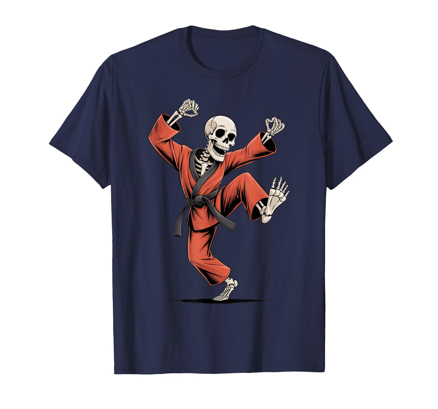 Skeleton Taekwondo Kick Funny Halloween Trick or Treat Kids T-Shirt